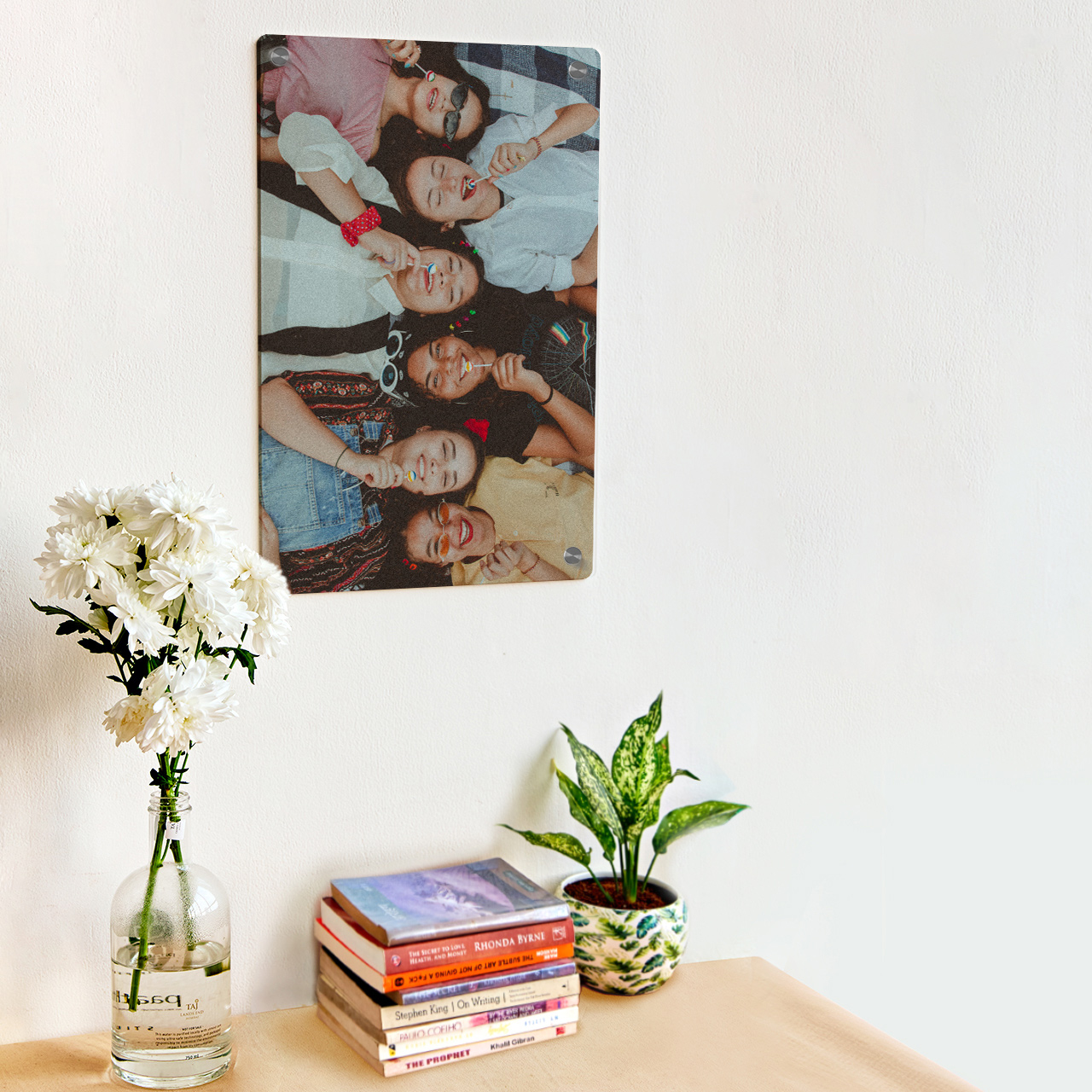 Personalised wall acrylic print with a glossy modern finish