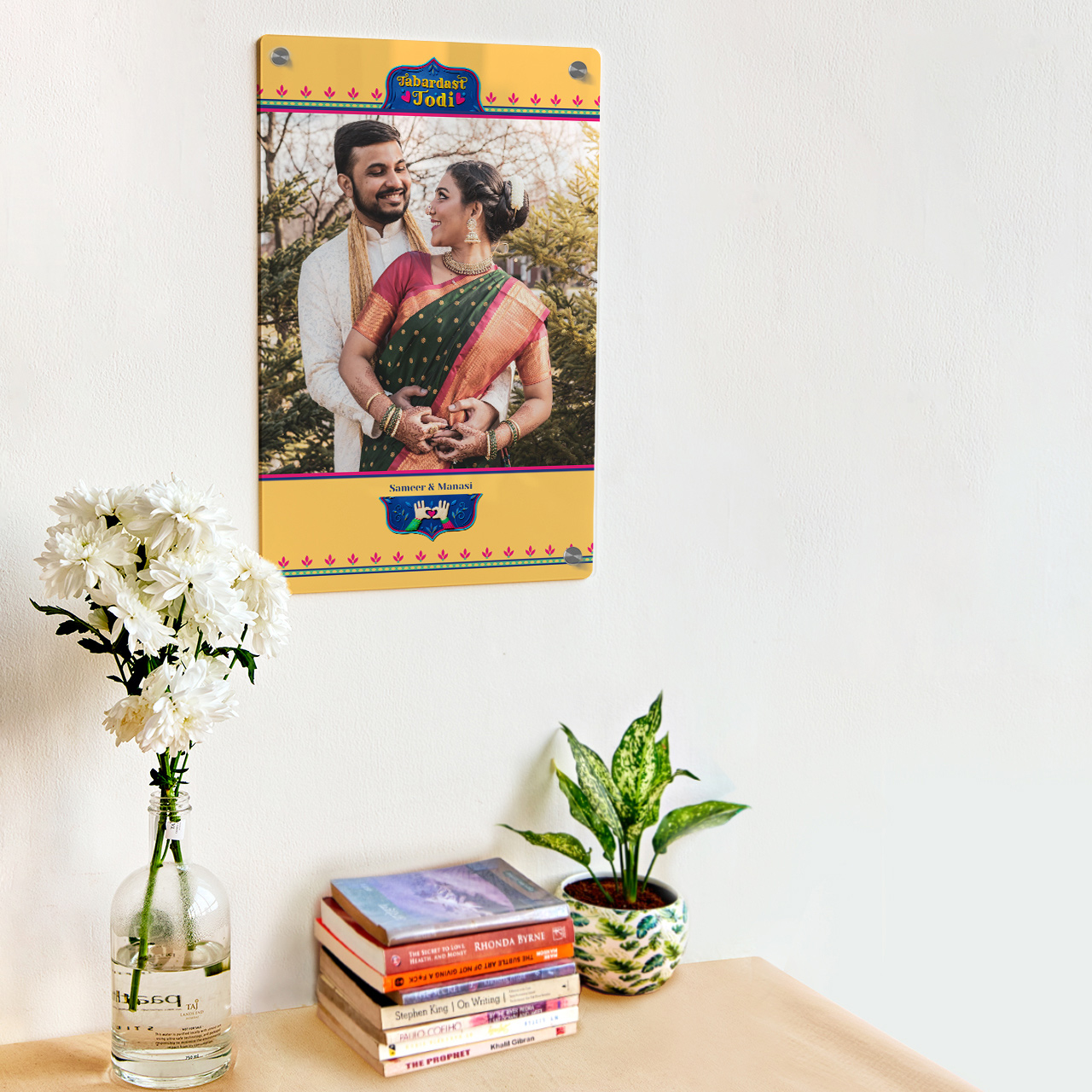 Personalised acrylic print as a Karwa Chauth gift for wife