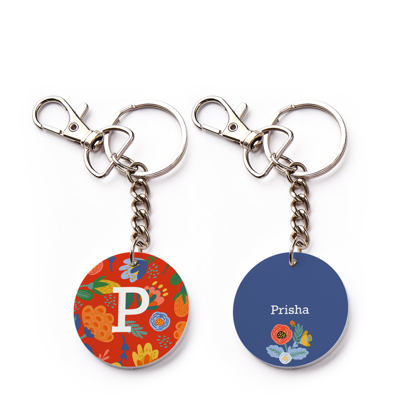 Floral Monogram - Name Keychains Floral Monogram - Name Keychains