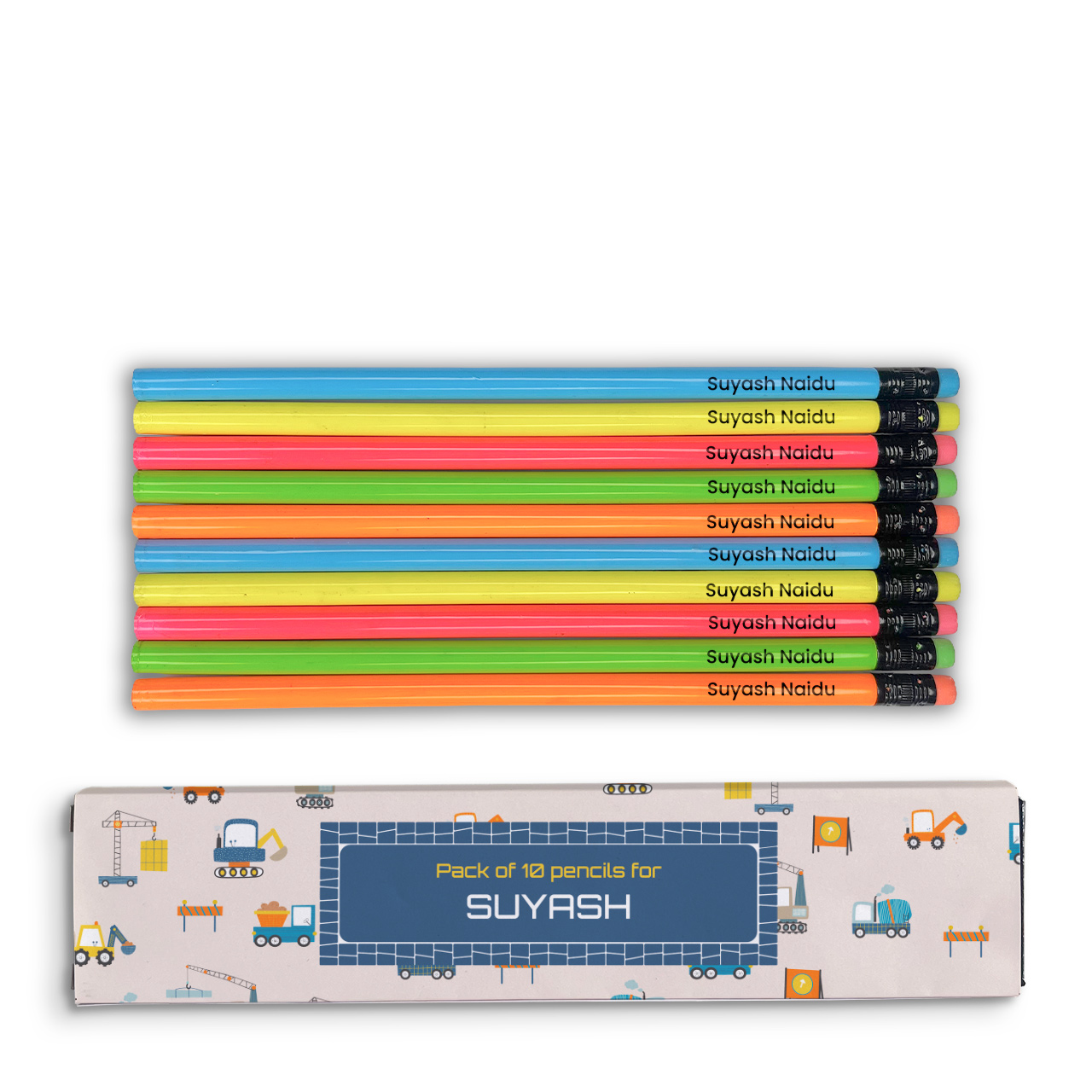 Construction Site - Doms Pencils with Names Construction Site - Doms Pencils with Names