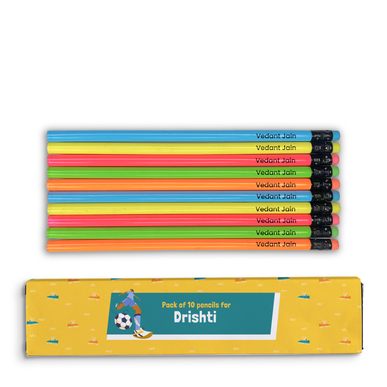Football Goals Girl - Doms Pencils with Names Football Goals Girl - Doms Pencils with Names