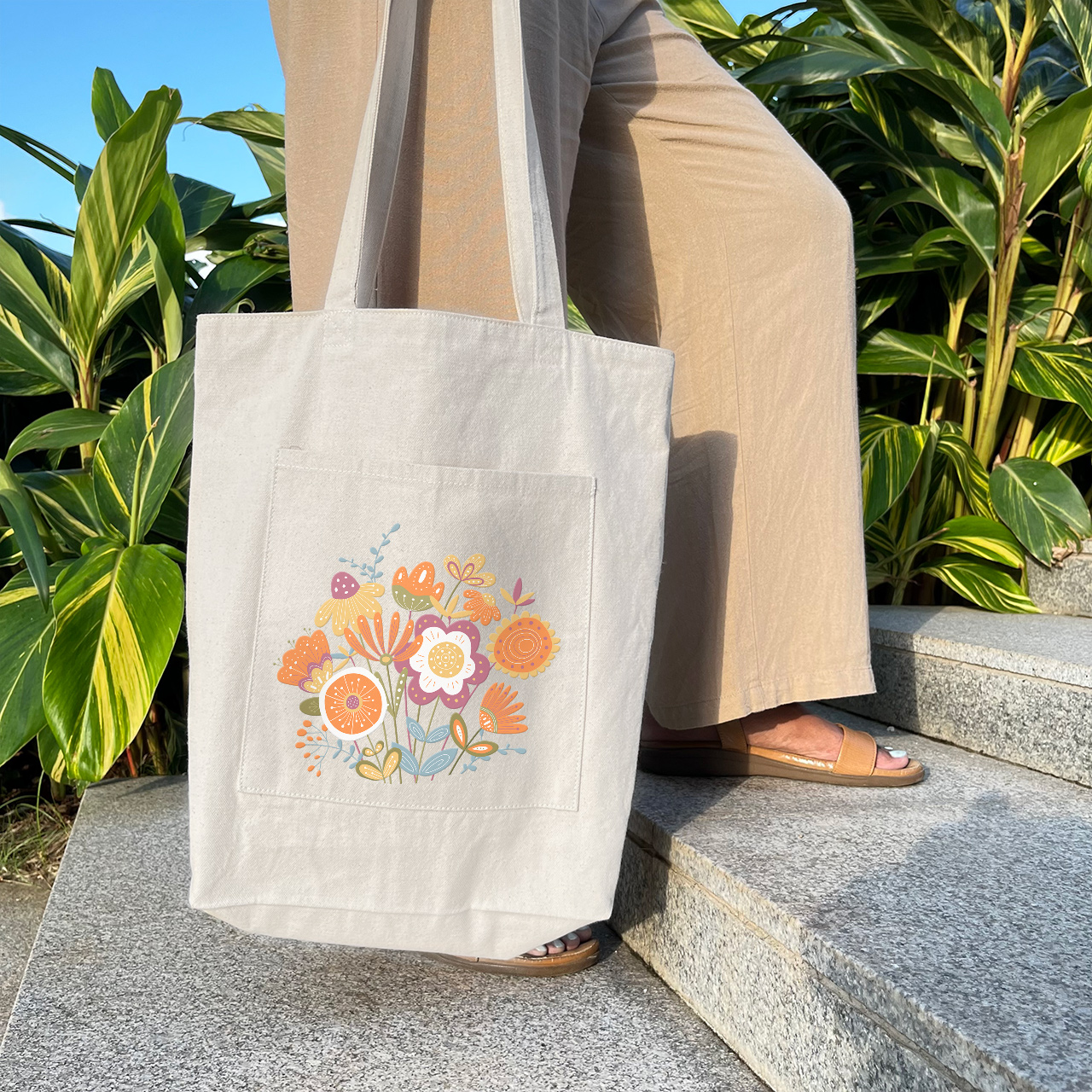 Fresh Flowers personalised designer tote bag