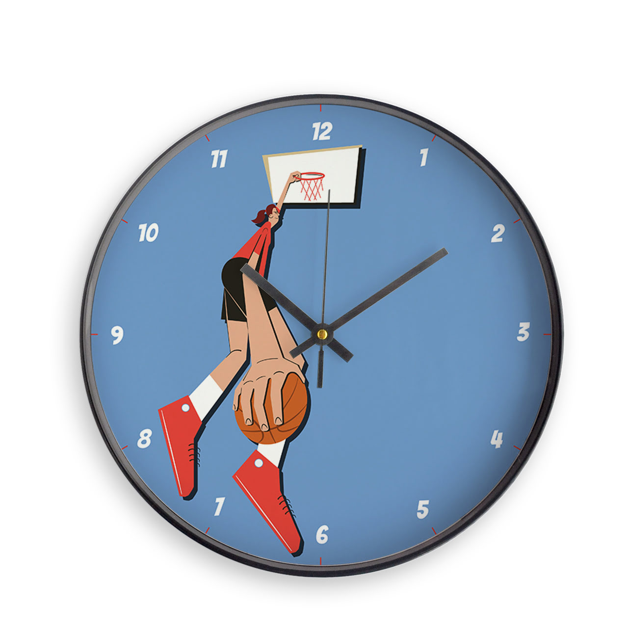 Basketball Fever Girl - Black - Childrens Wall Clocks Basketball Fever Girl - Black - Childrens Wall Clocks