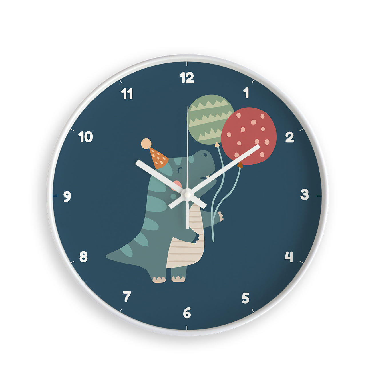 Dino Party - White - Childrens Wall Clocks Dino Party - White - Childrens Wall Clocks