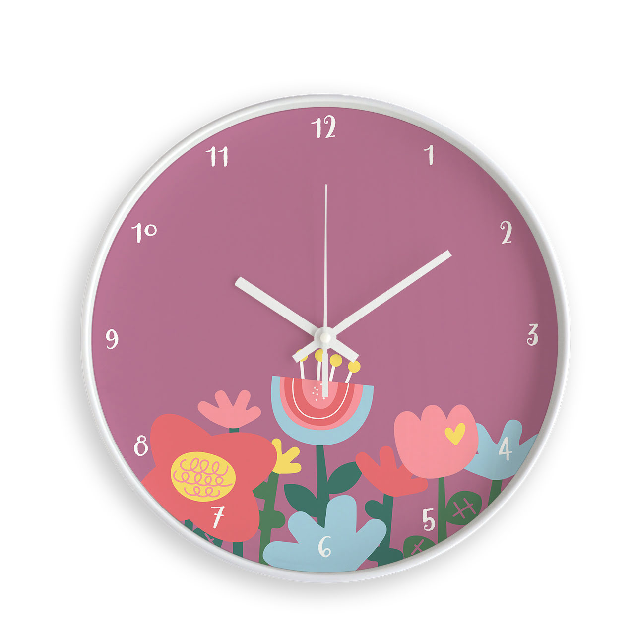 Flower Power - White - Childrens Wall Clocks Flower Power - White - Childrens Wall Clocks