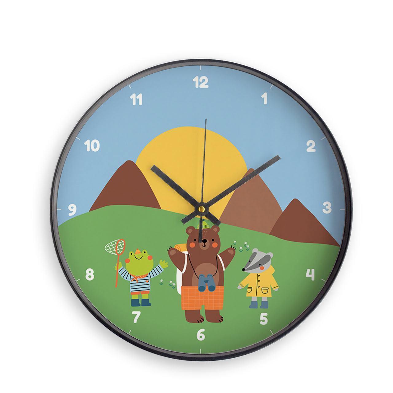 Into The Wild - Black - Childrens Wall Clocks Into The Wild - Black - Childrens Wall Clocks