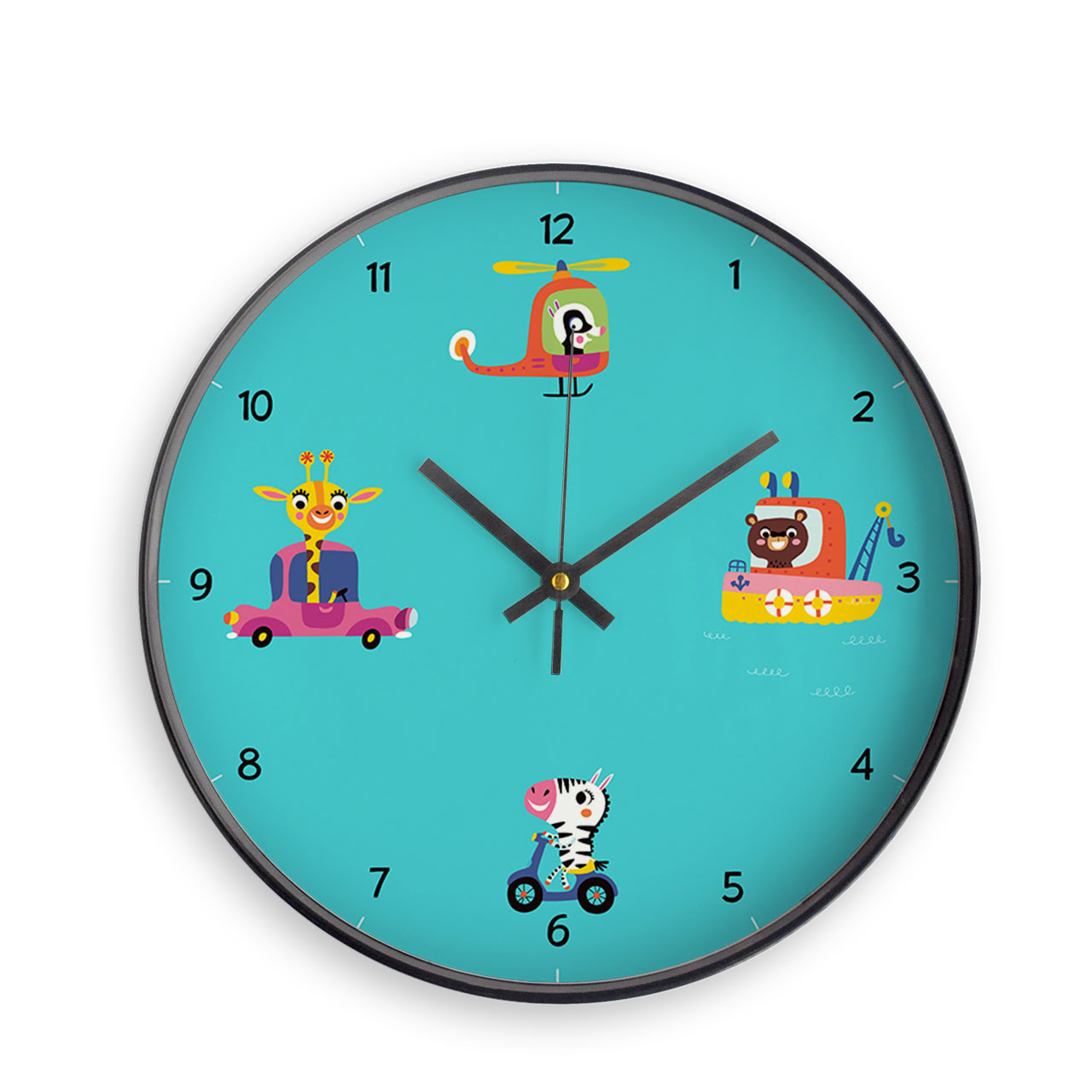 Lets Travel - Black - Childrens Wall Clocks Lets Travel - Black - Childrens Wall Clocks