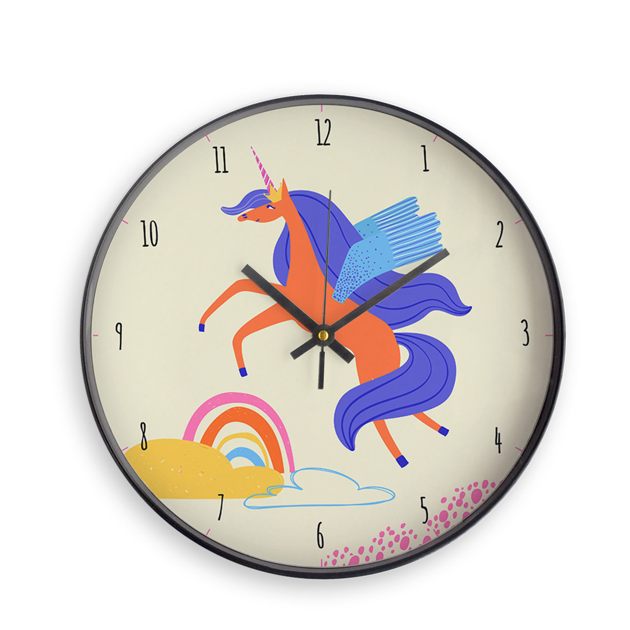 Magical Unicorn - Black - Childrens Wall Clocks Magical Unicorn - Black - Childrens Wall Clocks