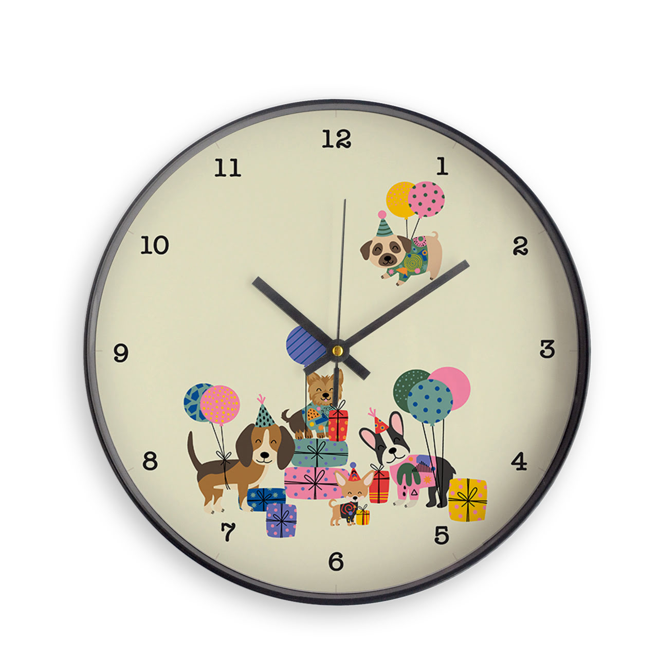 Paw Party - Black - Childrens Wall Clocks Paw Party - Black - Childrens Wall Clocks