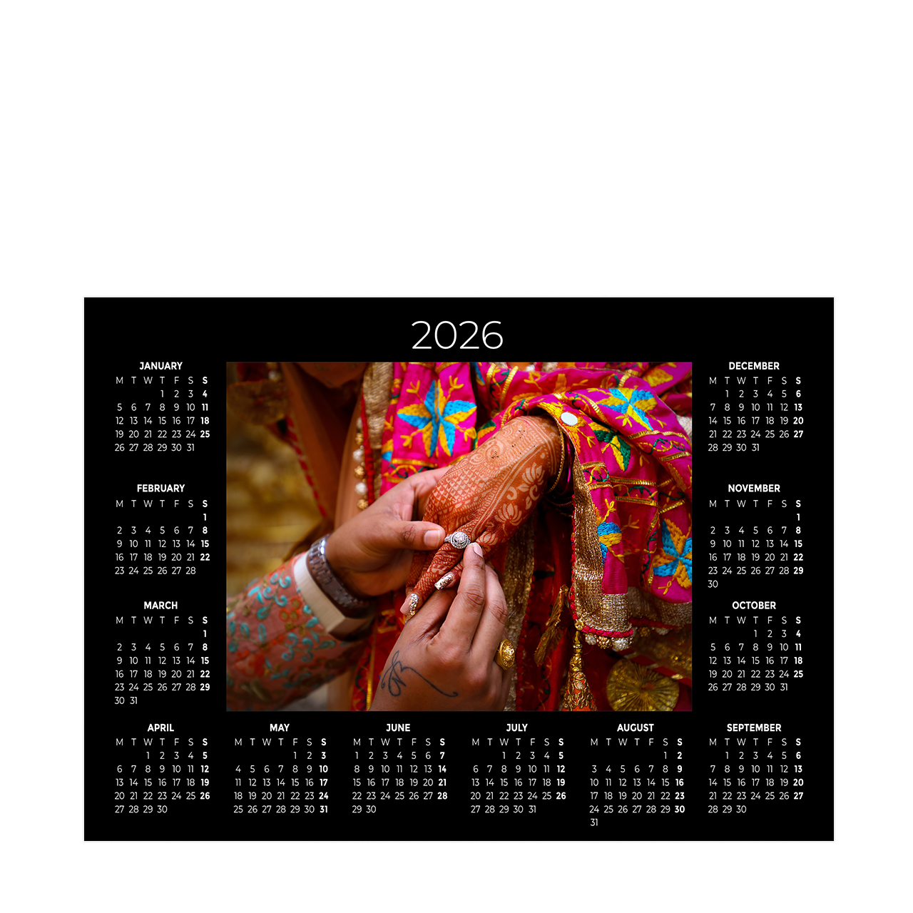 Classic Black - Magnet Calendar 2026 Classic Black - Magnet Calendar 2026
