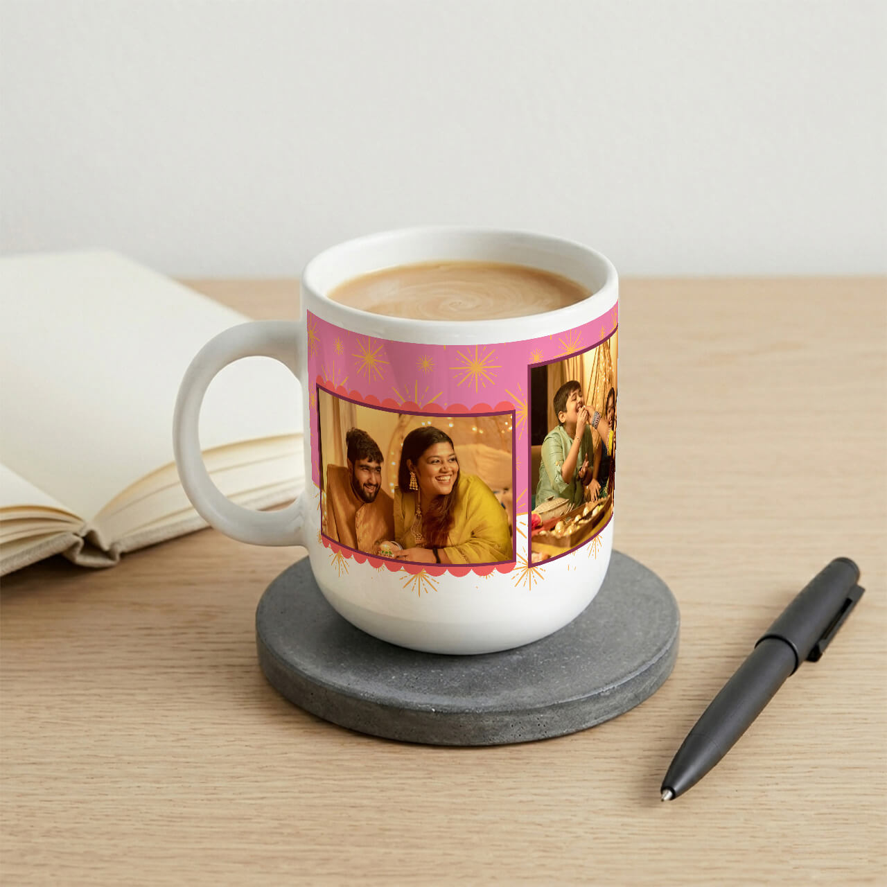 Festive Sparkle modern personalised photo coffee mug