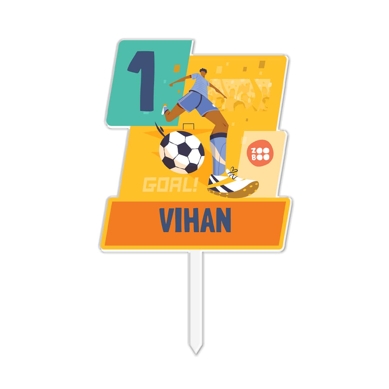 Football Goals Boy - Personalized Cake Topper