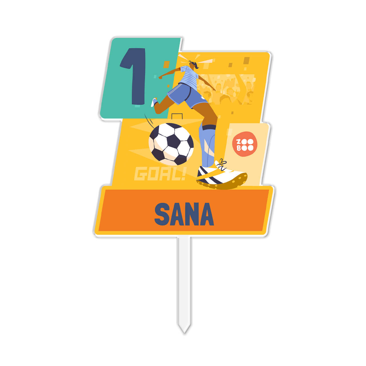 Football Goals Girl - Personalized Cake Topper