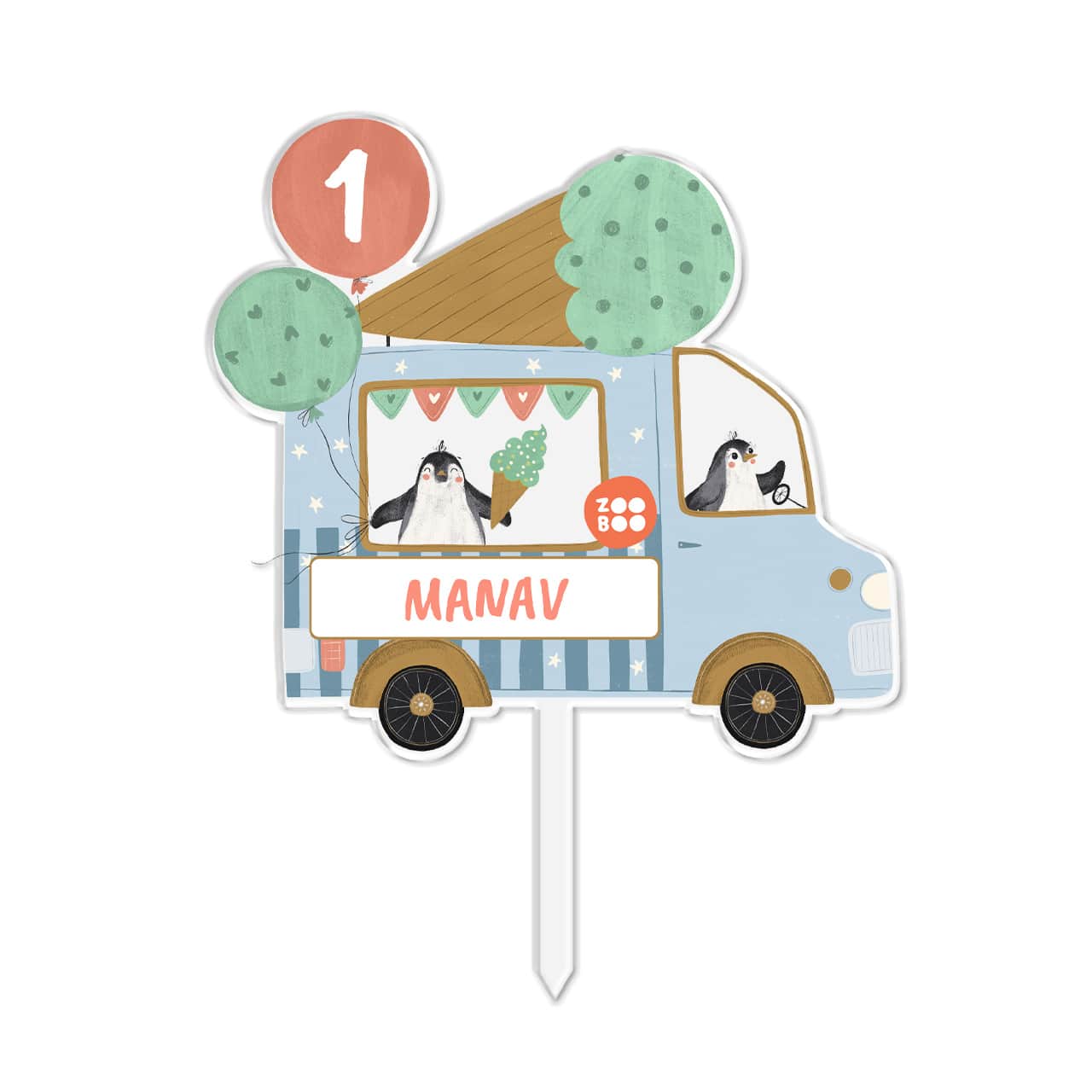 Ice Cream Fun - Personalized Cake Topper