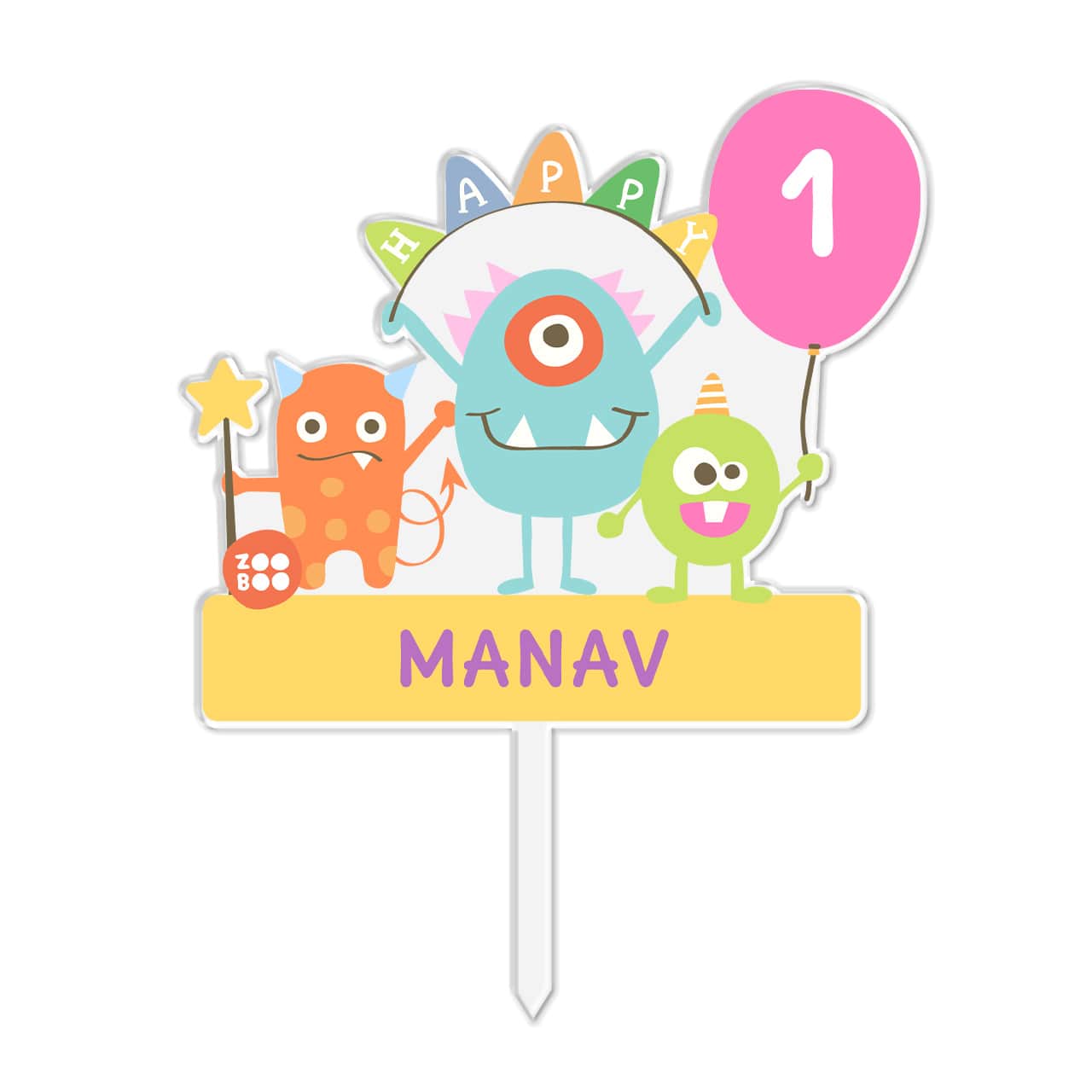 Monster Party - Personalized Cake Topper