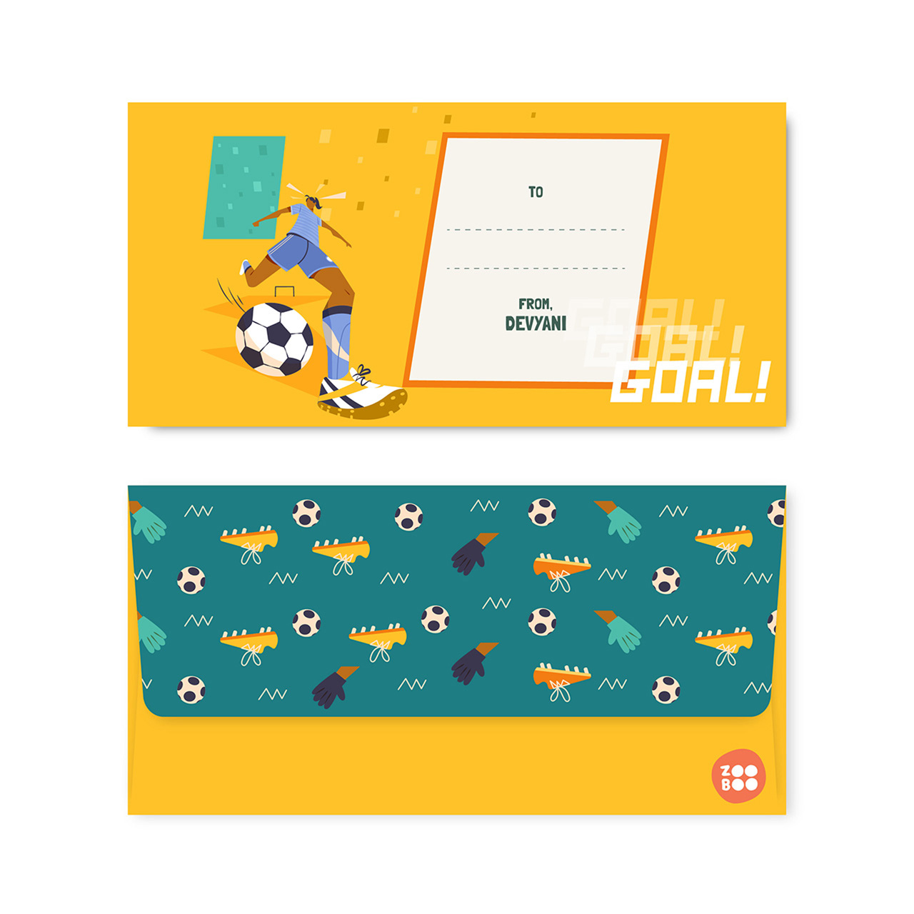 Football Goals Girl - Personalized Money Envelopes Football Goals Girl - Personalized Money Envelopes