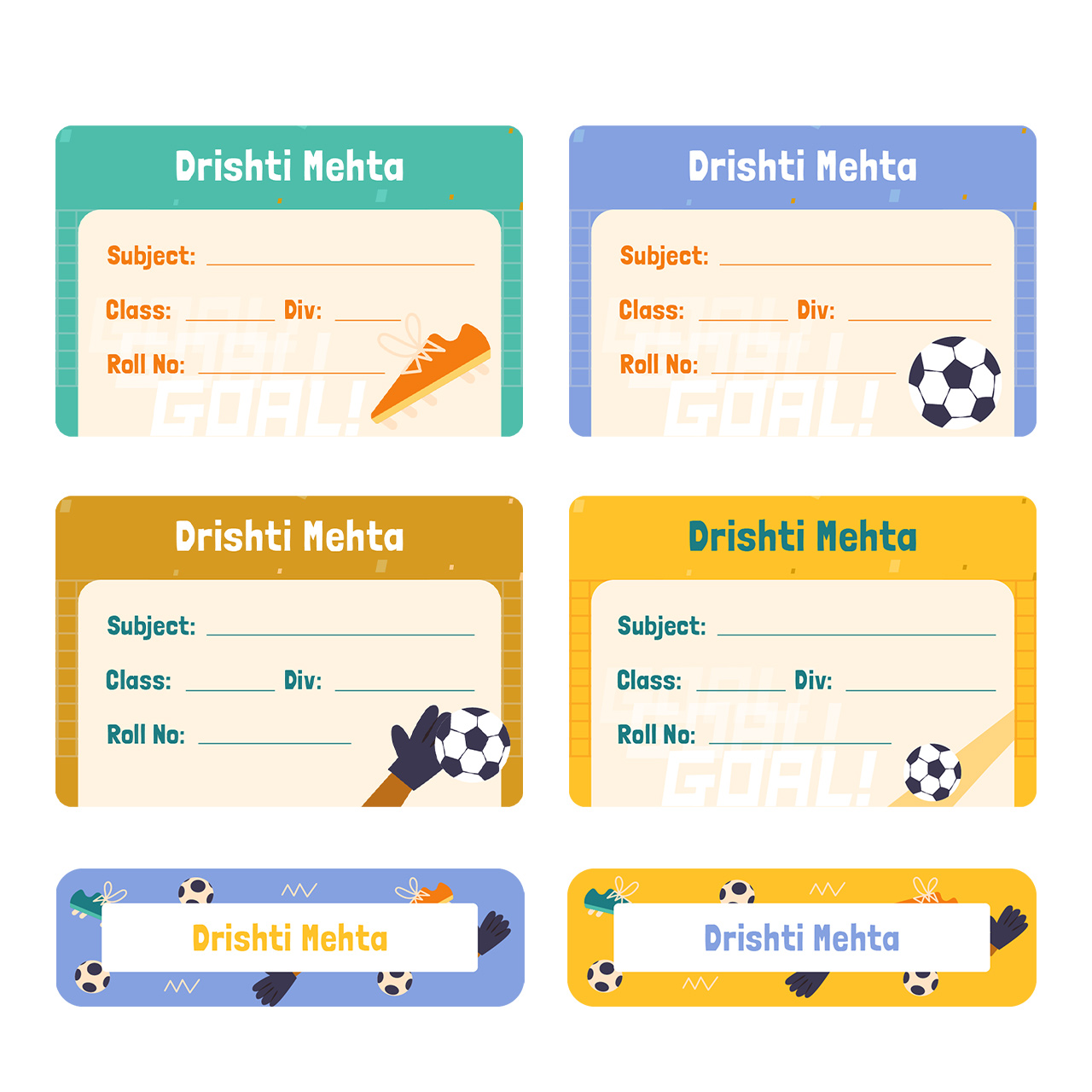 Football Goals Girl - Name Slips (Set of 24) Football Goals Girl - Name Slips (Set of 24)