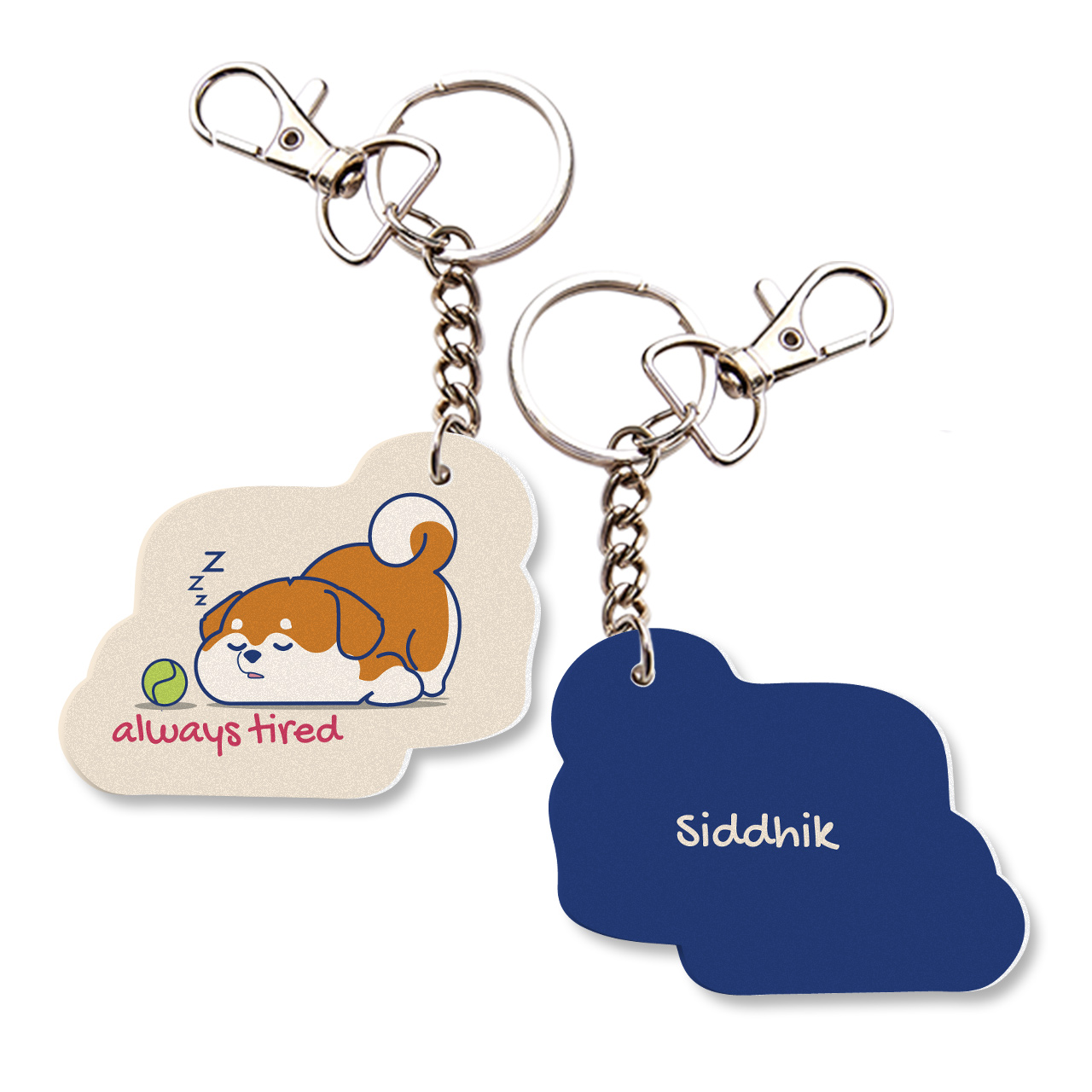 Dog Tired - Quirky Personalized Keytags Dog Tired - Quirky Personalized Keytags