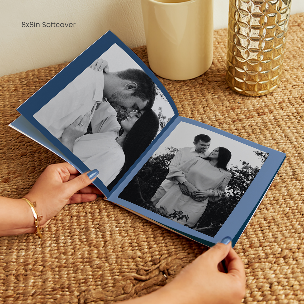 Personalised navy blue photobook as a Karwa Chauth gift for husband