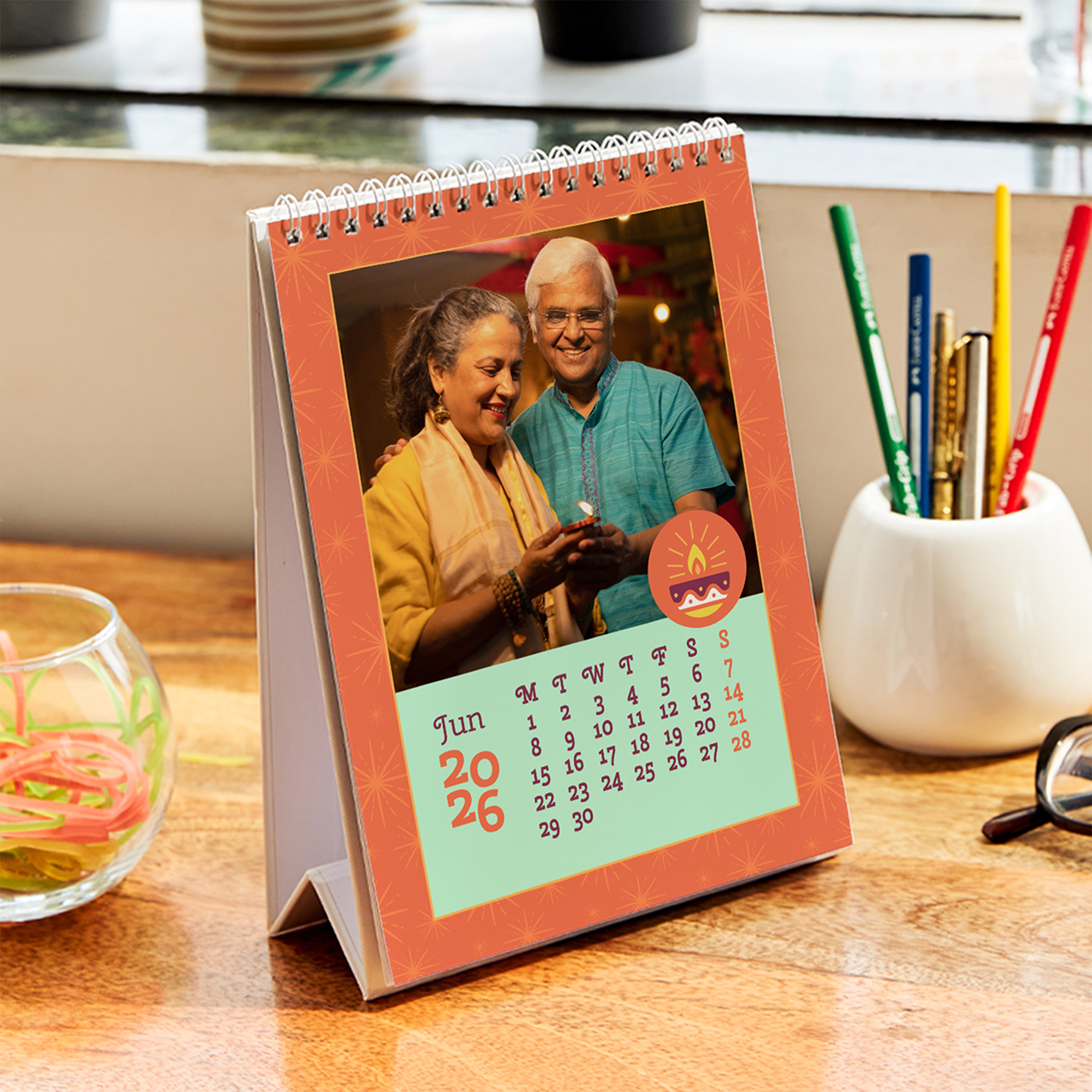 6x8 personalised desktop calendar gift for parents and grandparents