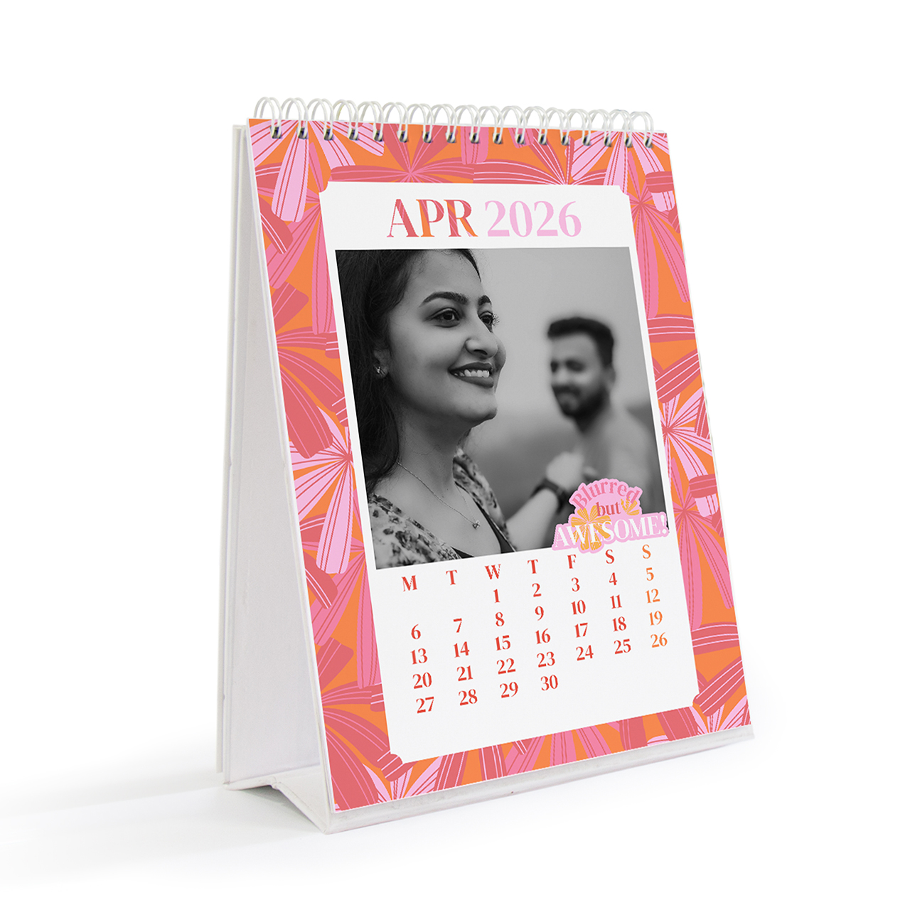 Personalised desktop photo calendar featuring couple photographs