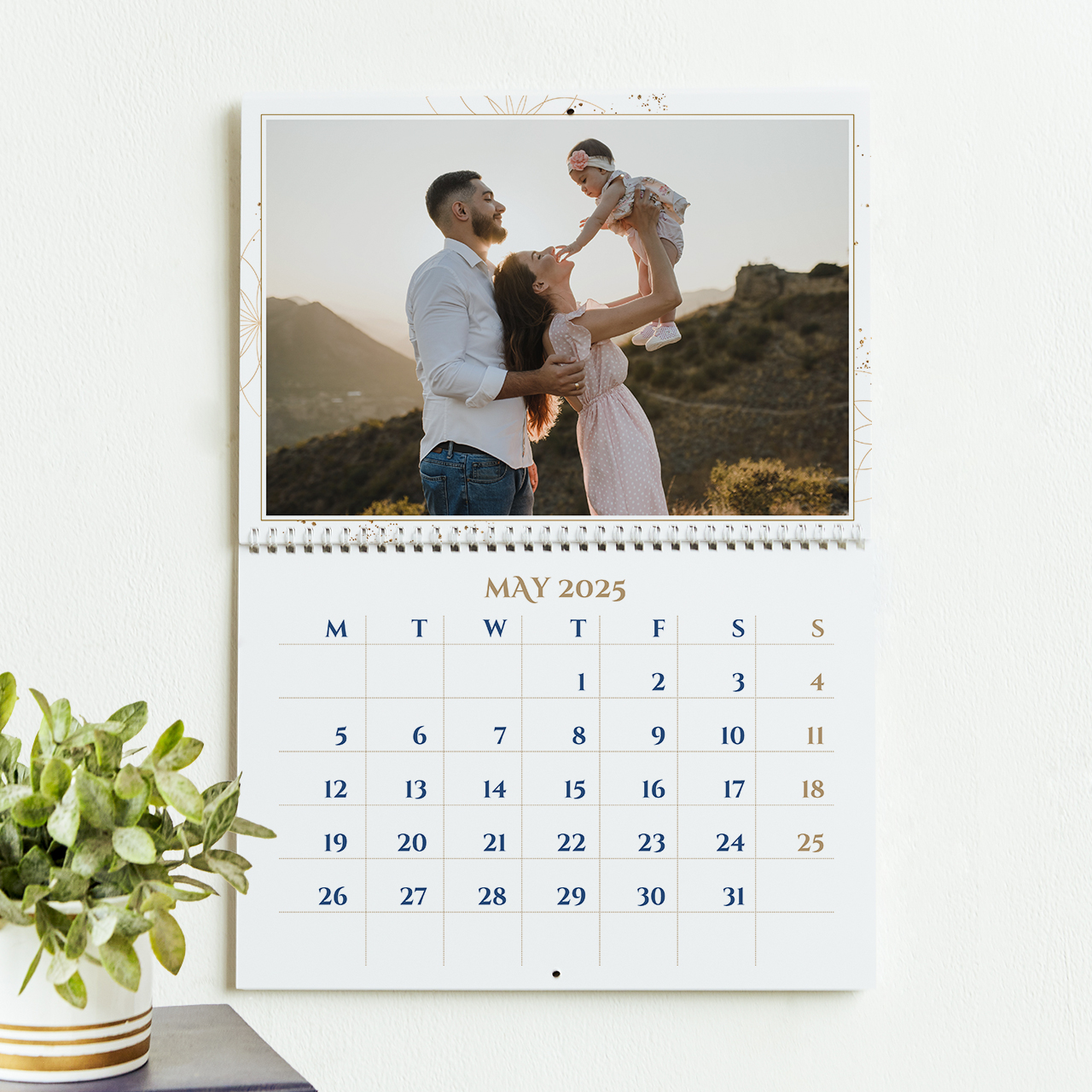 Personalized landscape wall calendar birthday gift for father
