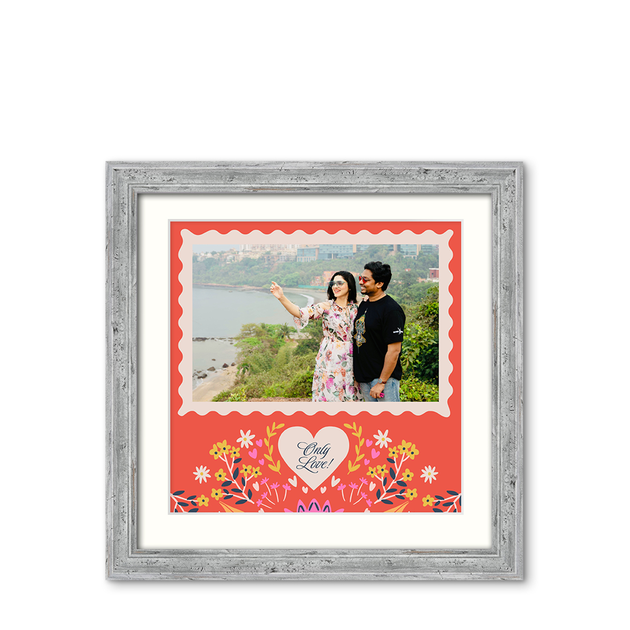 Love Blossoms - Classic Achromatic Frame with Photo Love Blossoms - Classic Achromatic Frame with Photo