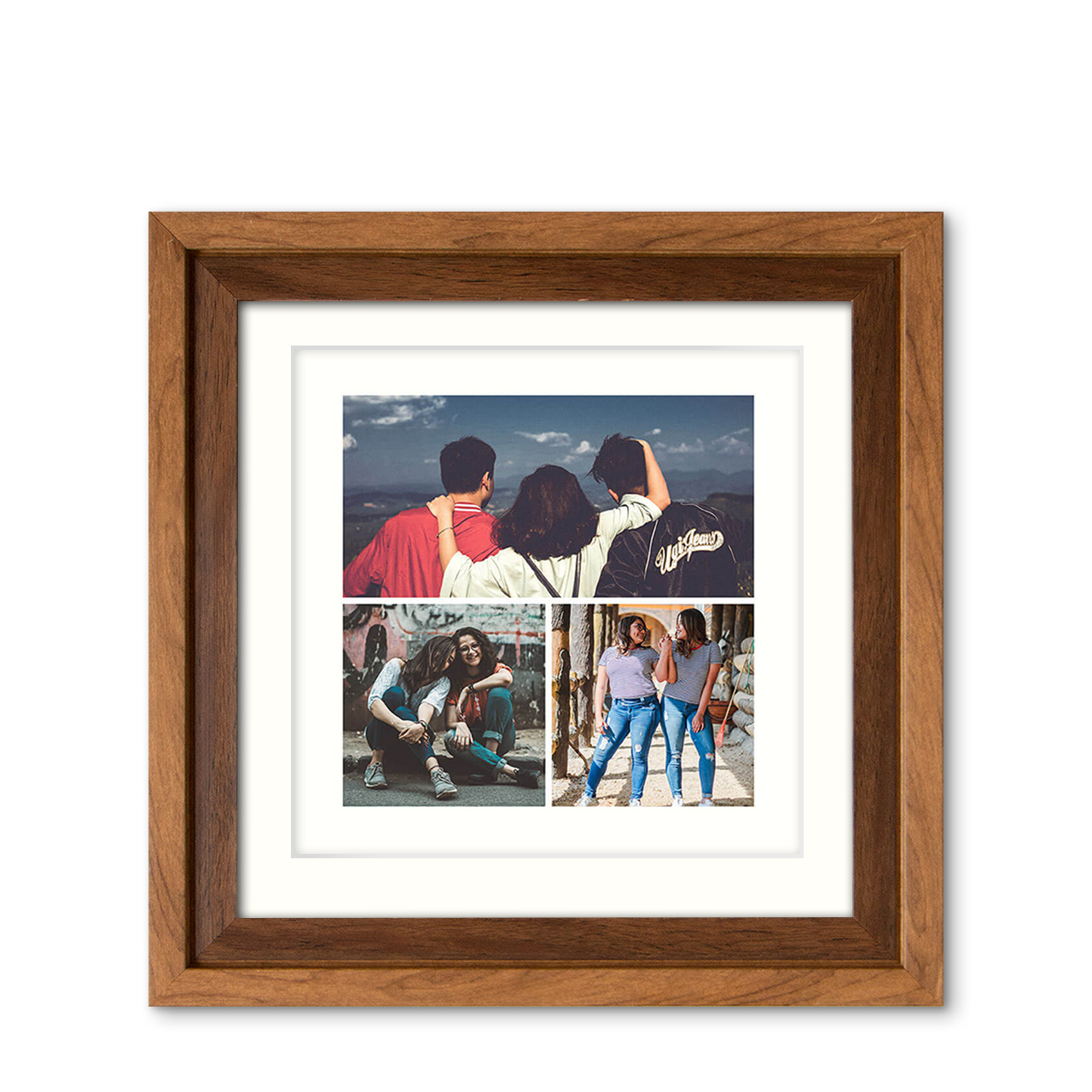 3-Photo Grid - Classic Wood Frame with Photo 3-Photo Grid - Classic Wood Frame with Photo