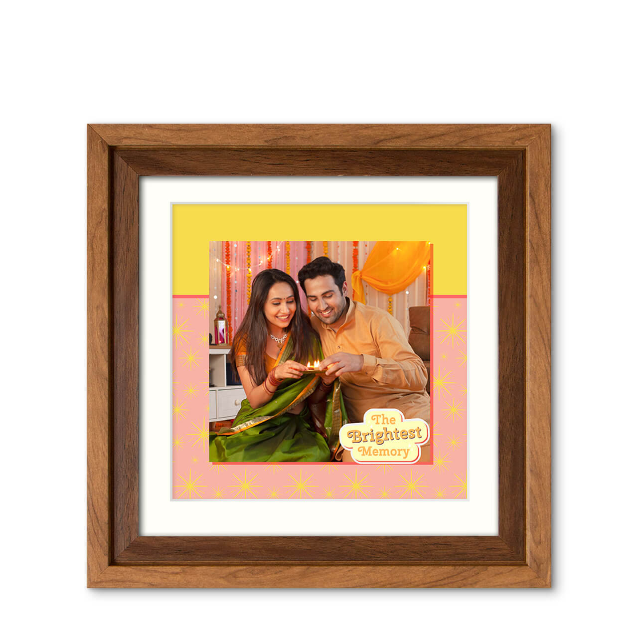 Festive Sparkle - Classic Wood Frame with Photo Festive Sparkle - Classic Wood Frame with Photo