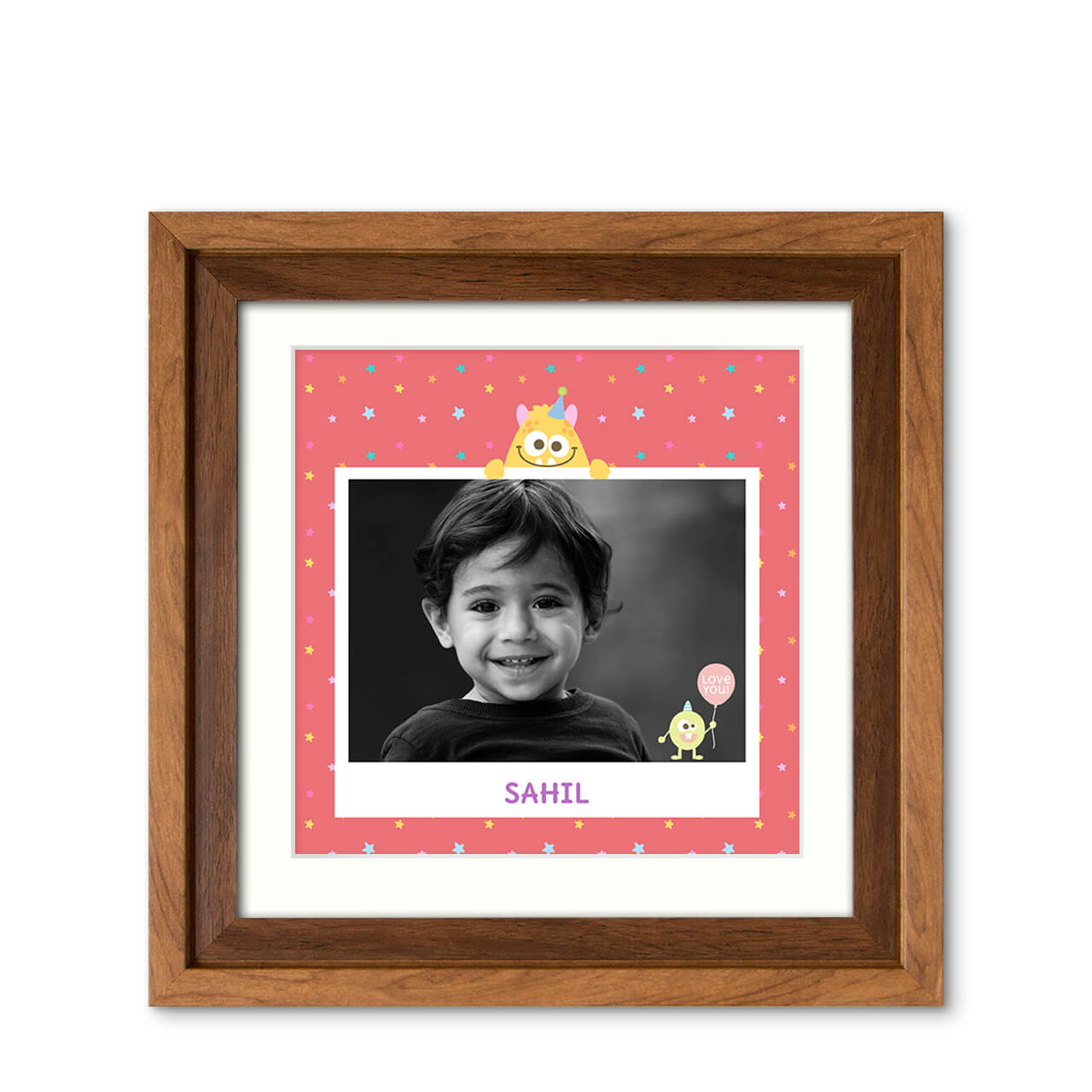 Monster Party - Classic Wood Frame with Photo Monster Party - Classic Wood Frame with Photo