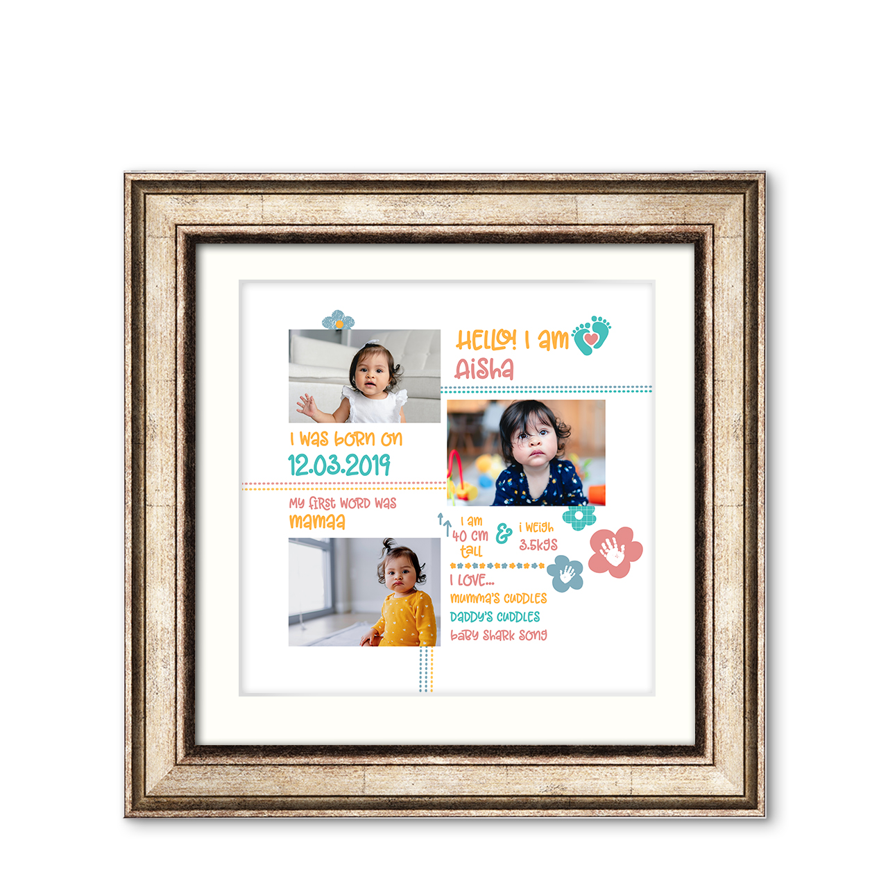 Baby's Milestones - Imperial Wood Frame with Photo Baby's Milestones - Imperial Wood Frame with Photo