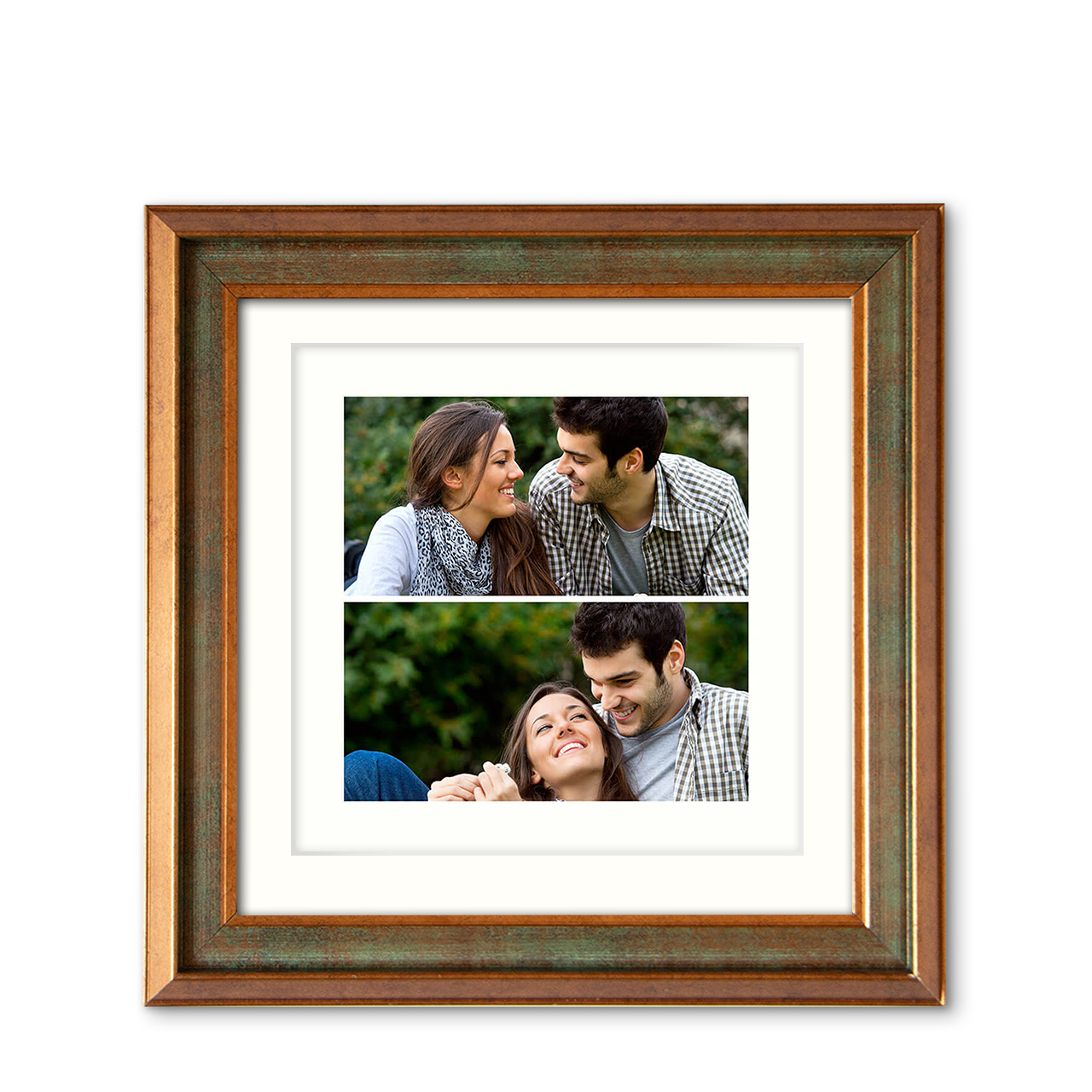 2-Photo Landscape - Metallic Brush Frame with Photo