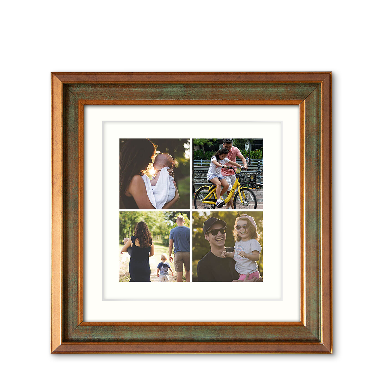 4-Photo Grid - Metallic Brush Frame with Photo