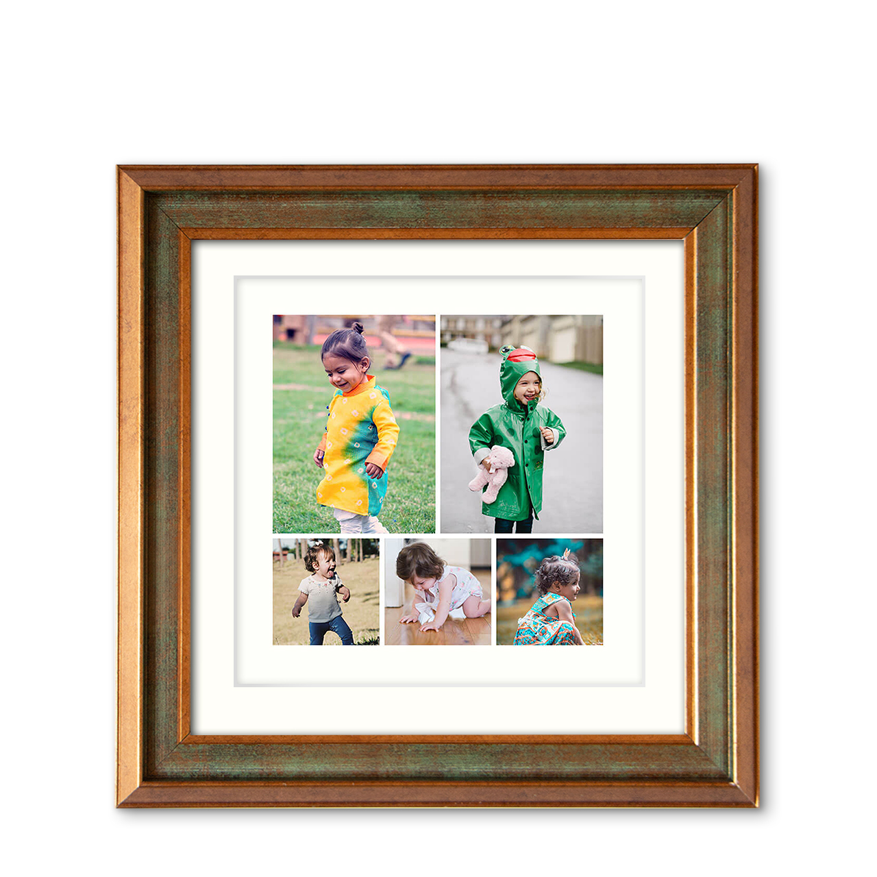 5-Photo Grid - Metallic Brush Frame with Photo