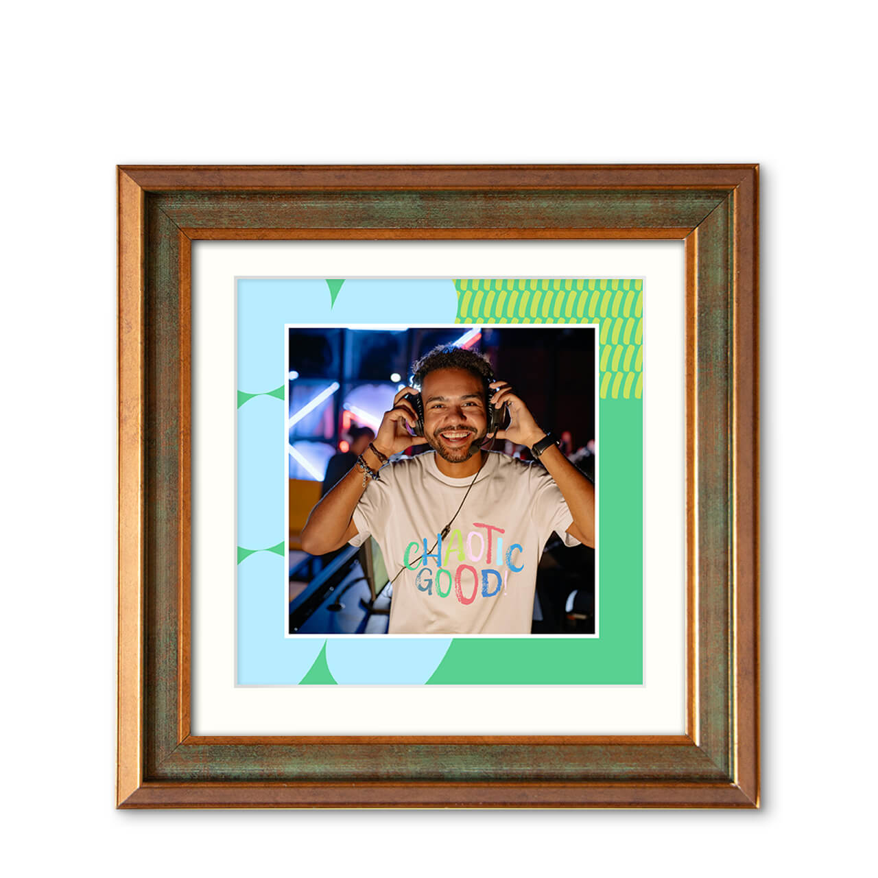 Aqua Drift - Metallic Brush Frame with Photo