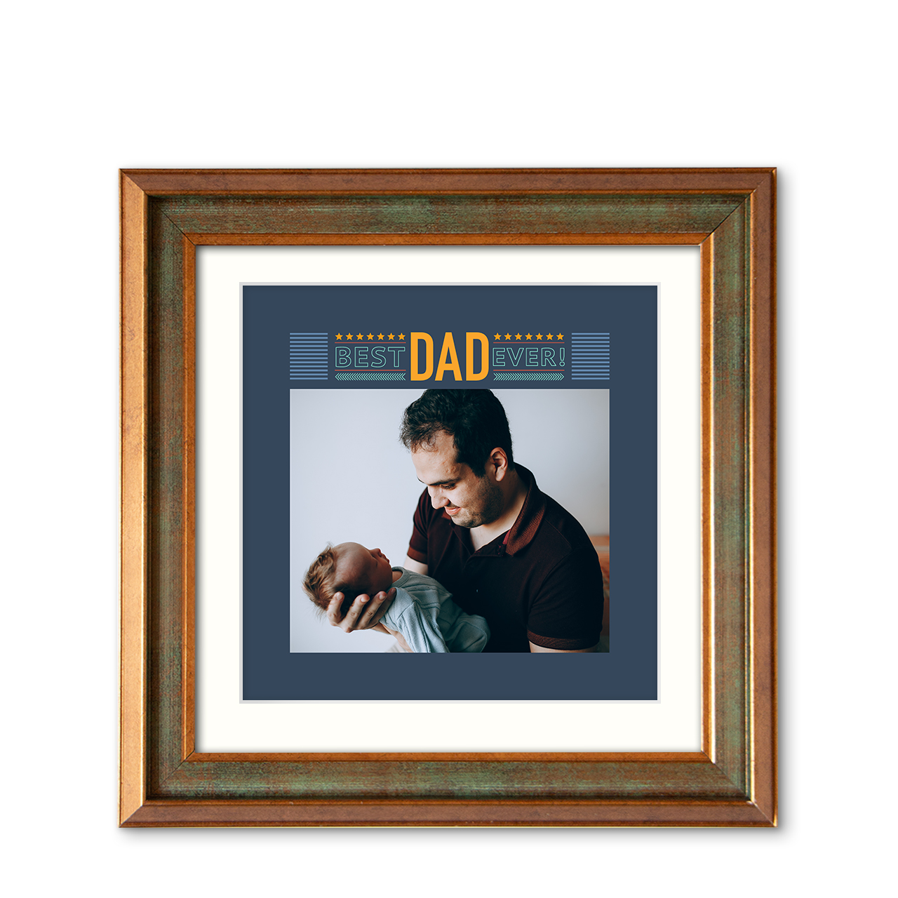 Best Dad Ever - Metallic Brush Frame with Photo
