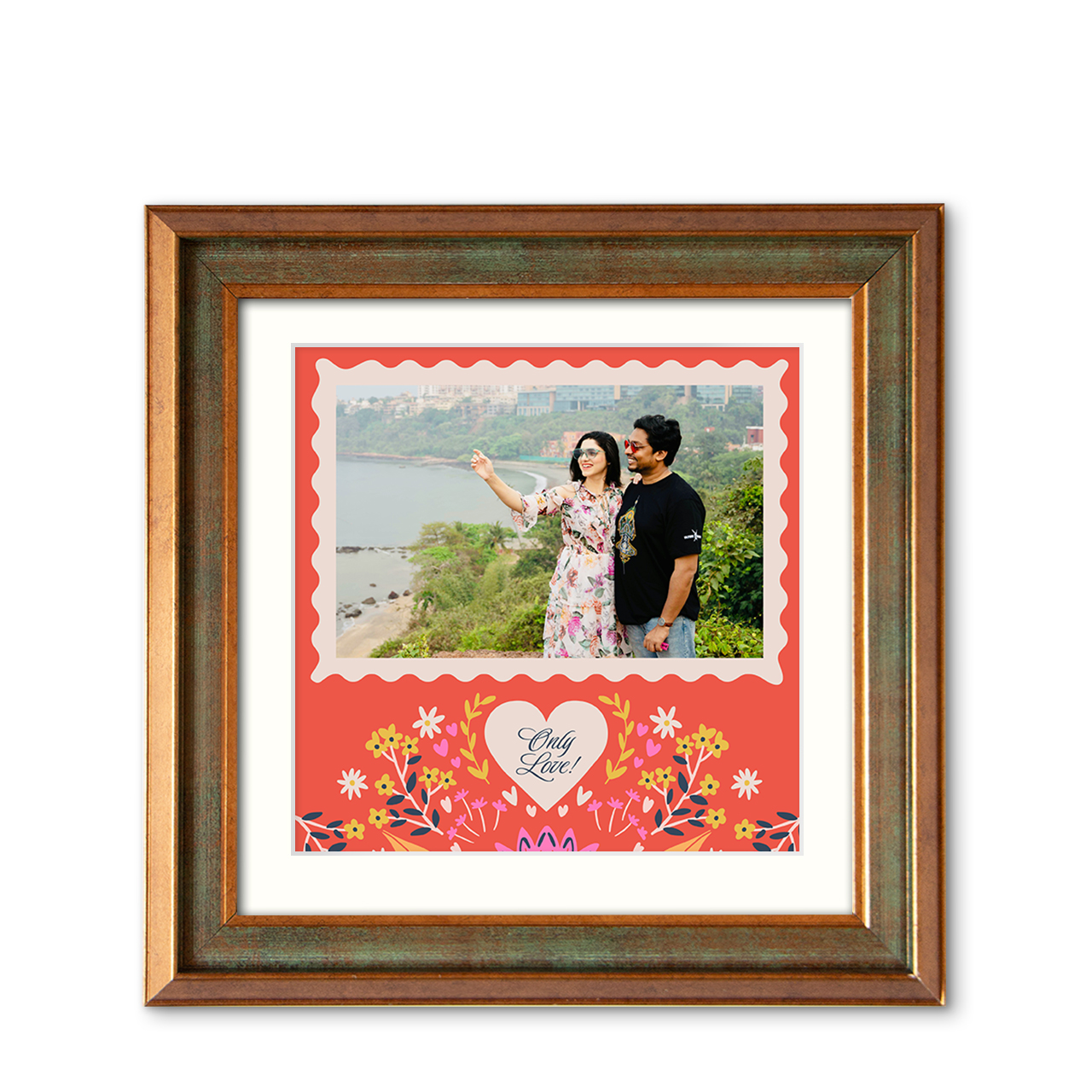 Love Blossoms - Metallic Brush Frame with Photo