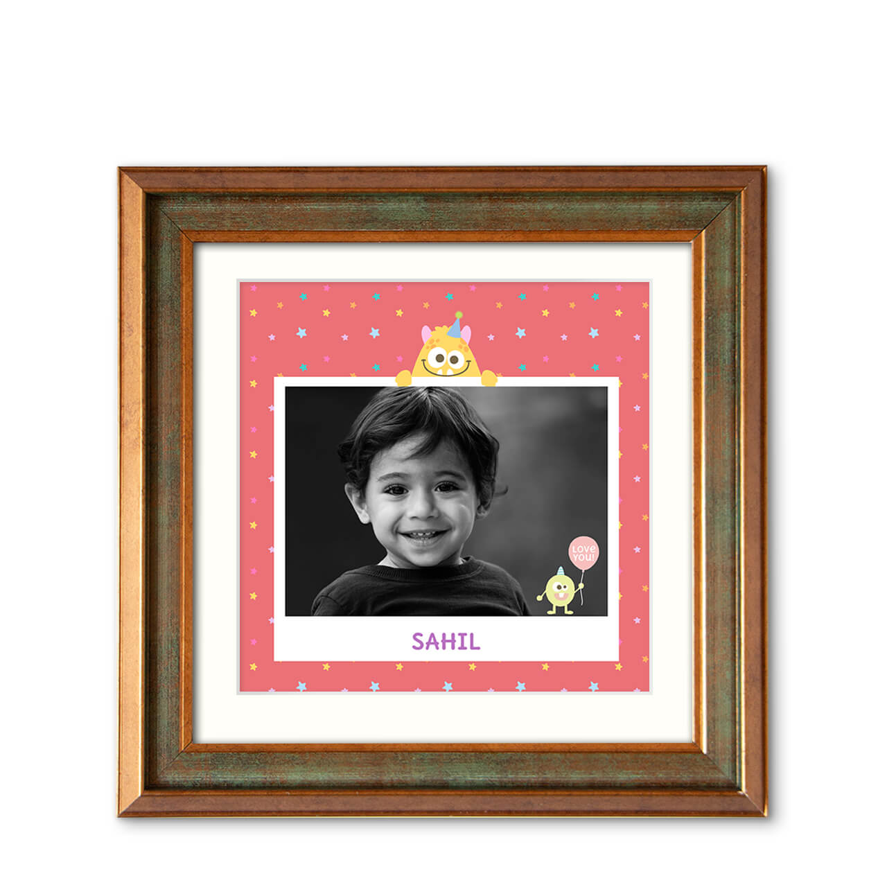Monster Party - Metallic Brush Frame with Photo