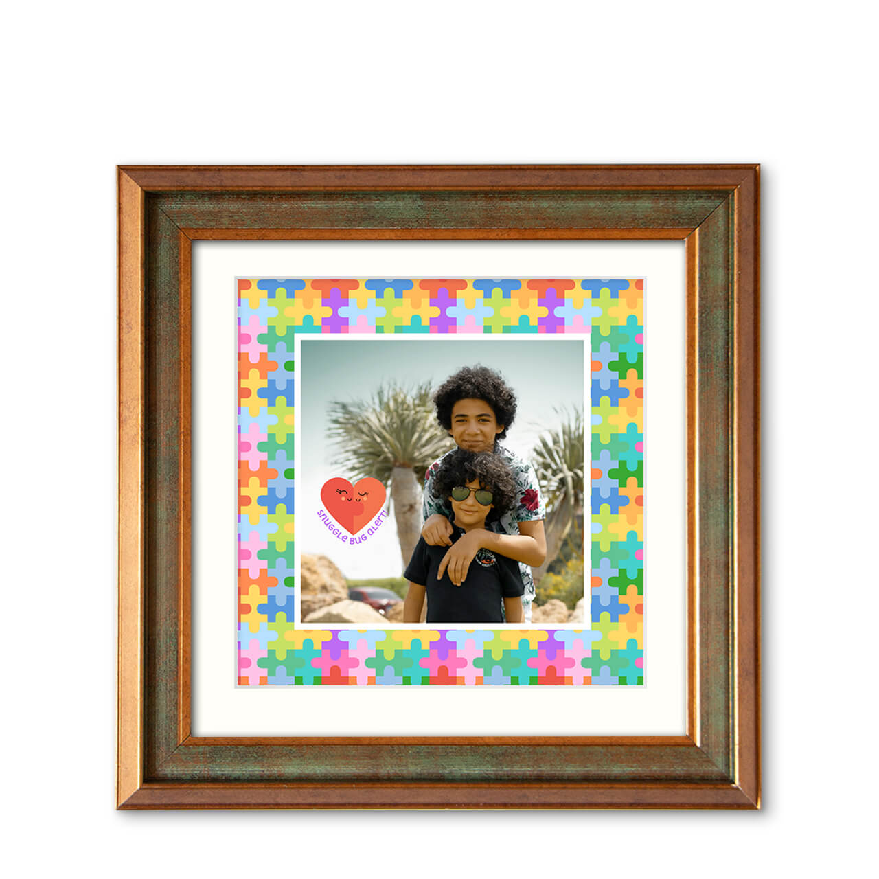 Puzzle Pop - Metallic Brush Frame with Photo