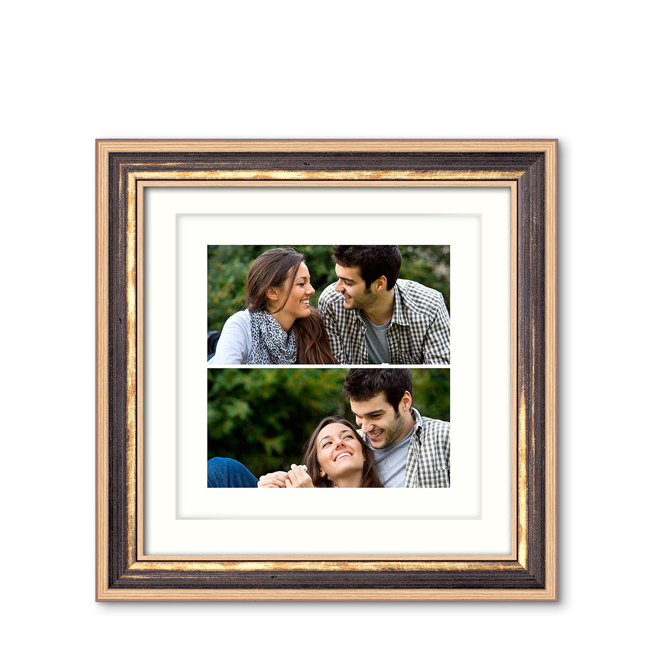2-Photo Landscape - Modern Chestnut Frame with Photo
