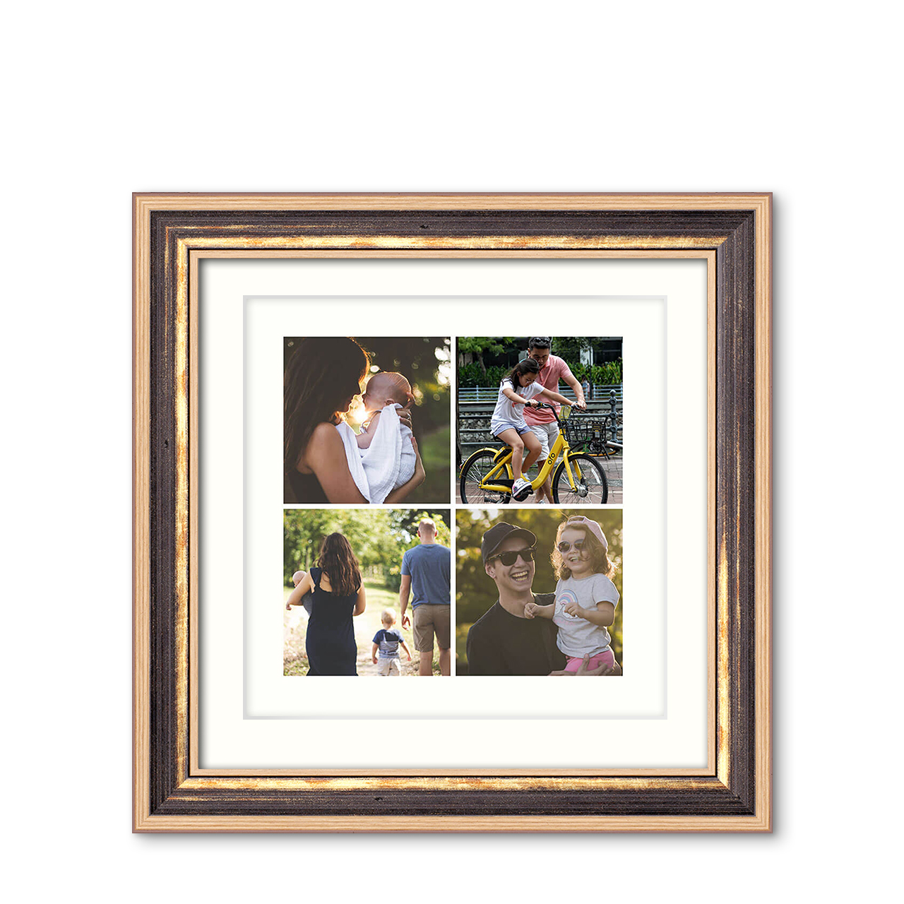 4-Photo Grid - Modern Chestnut Frame with Photo