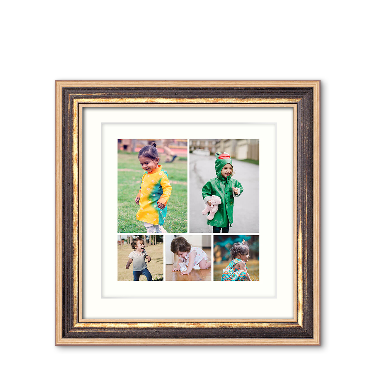 5-Photo Grid - Modern Chestnut Frame with Photo