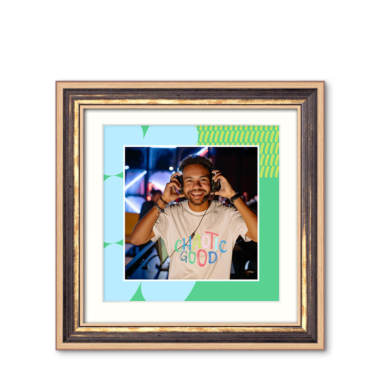 Aqua Drift - Modern Chestnut Frame with Photo