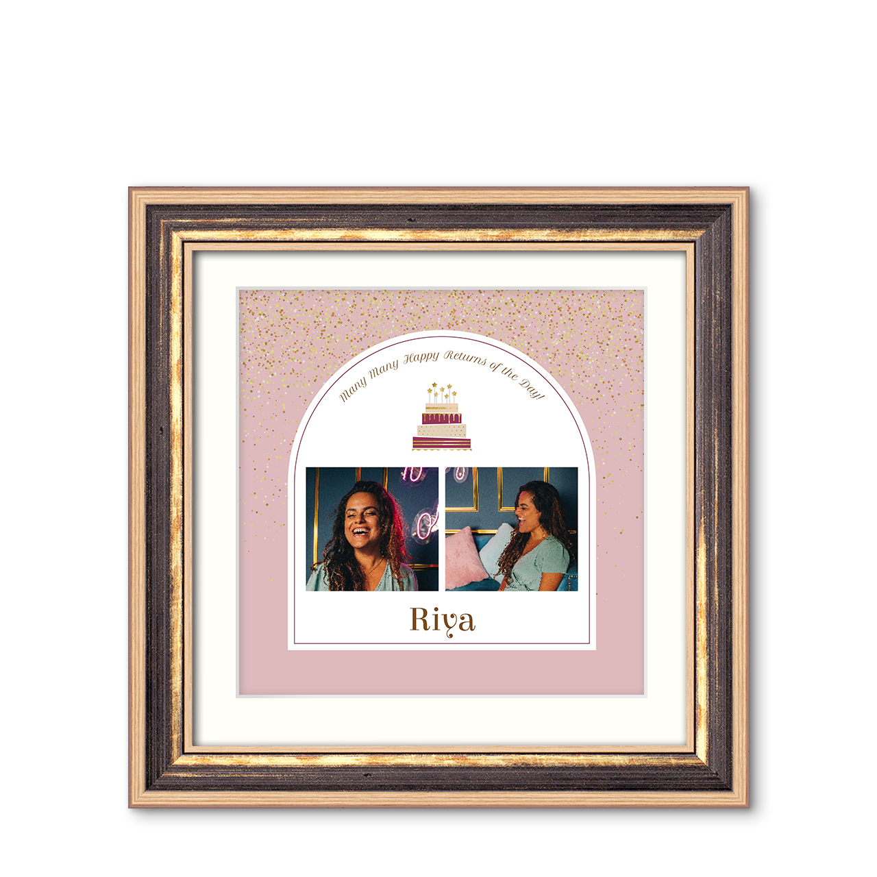 Birthday Wishes - Modern Chestnut Frame with Photo