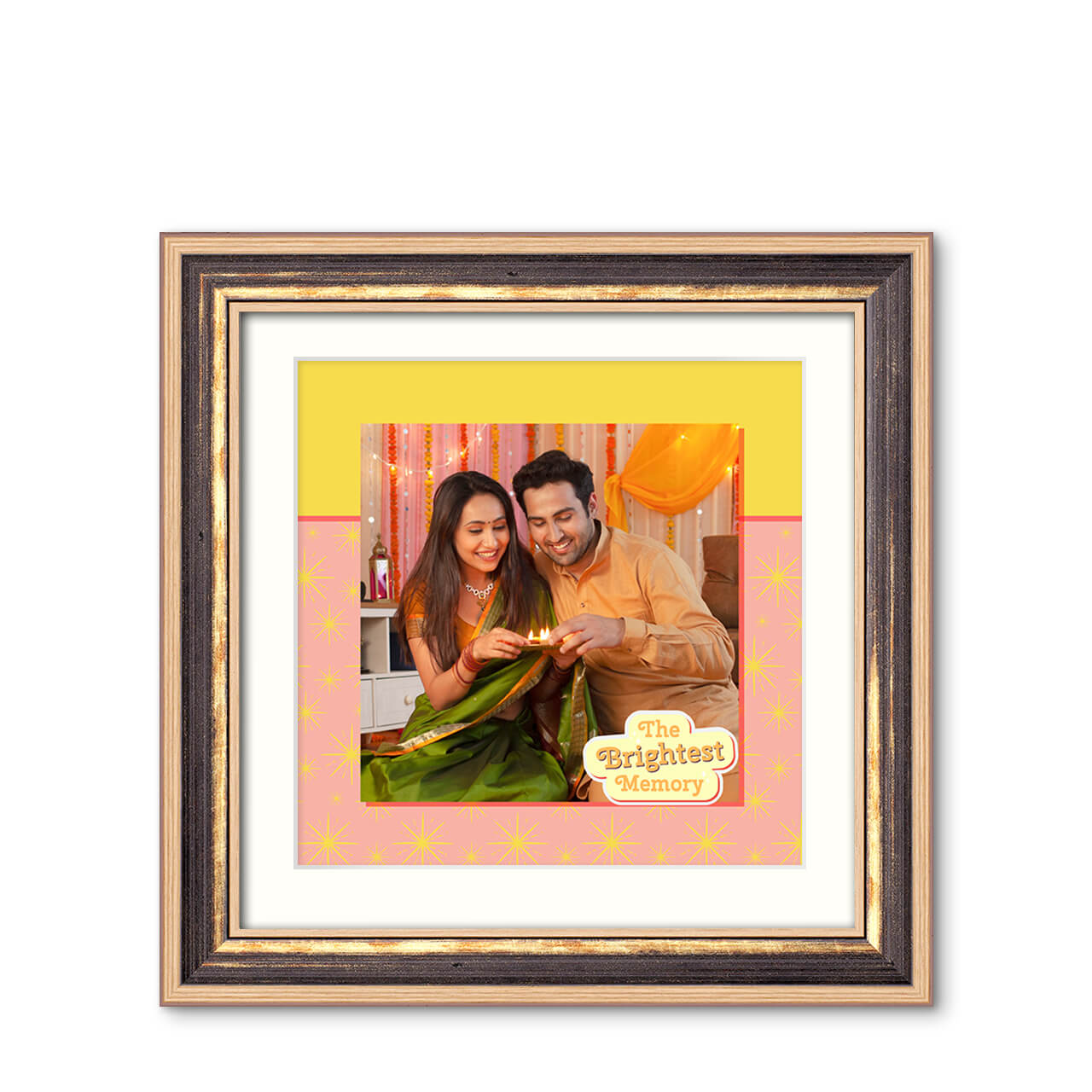 Festive Sparkle - Modern Chestnut Frame with Photo