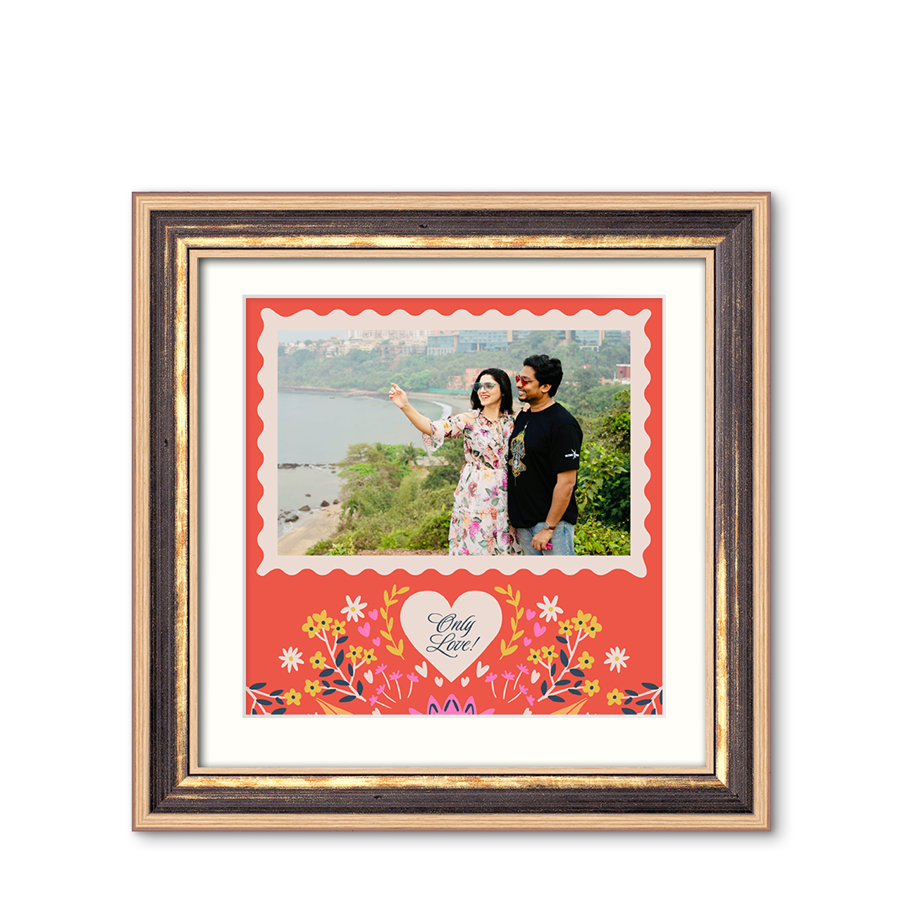 Love Blossoms - Modern Chestnut Frame with Photo