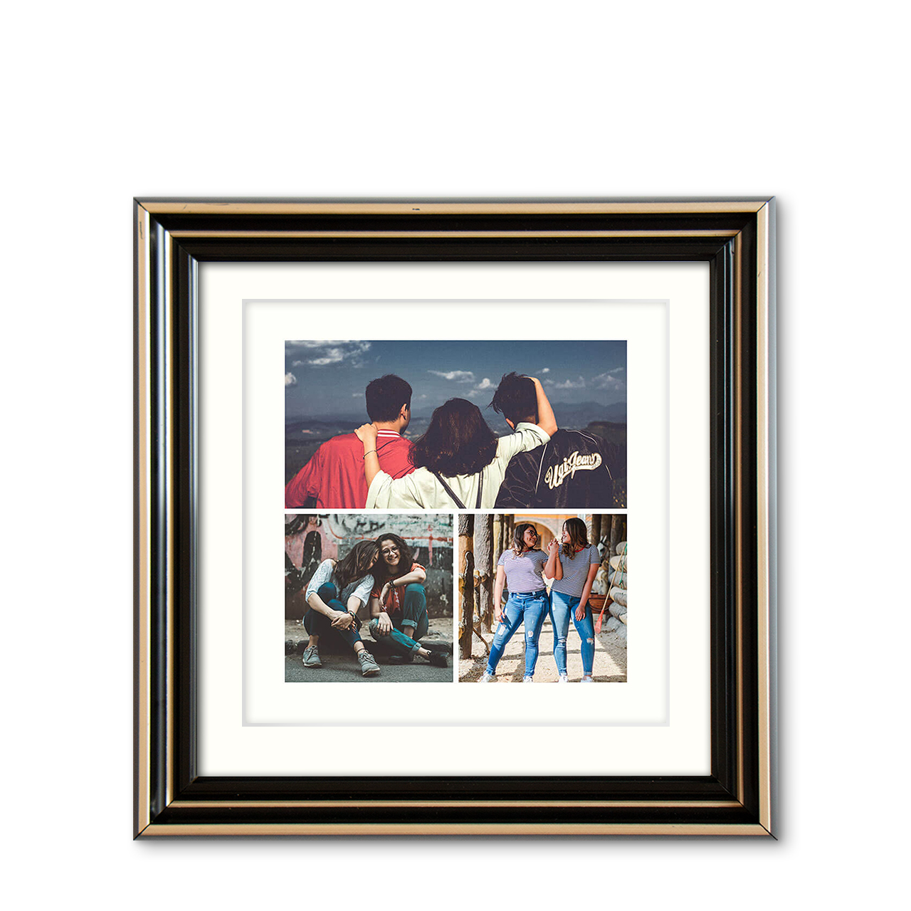 3-Photo Grid - Modern Wood Frame with Photo 3-Photo Grid - Modern Wood Frame with Photo