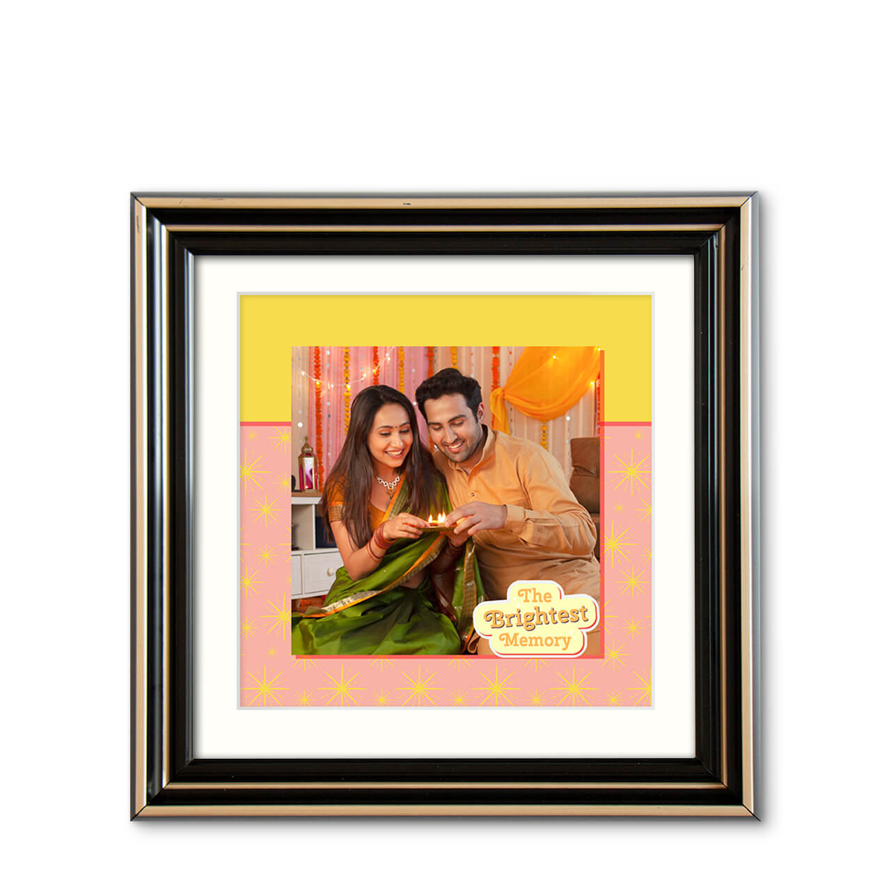 Festive Sparkle - Modern Wood Frame with Photo Festive Sparkle - Modern Wood Frame with Photo