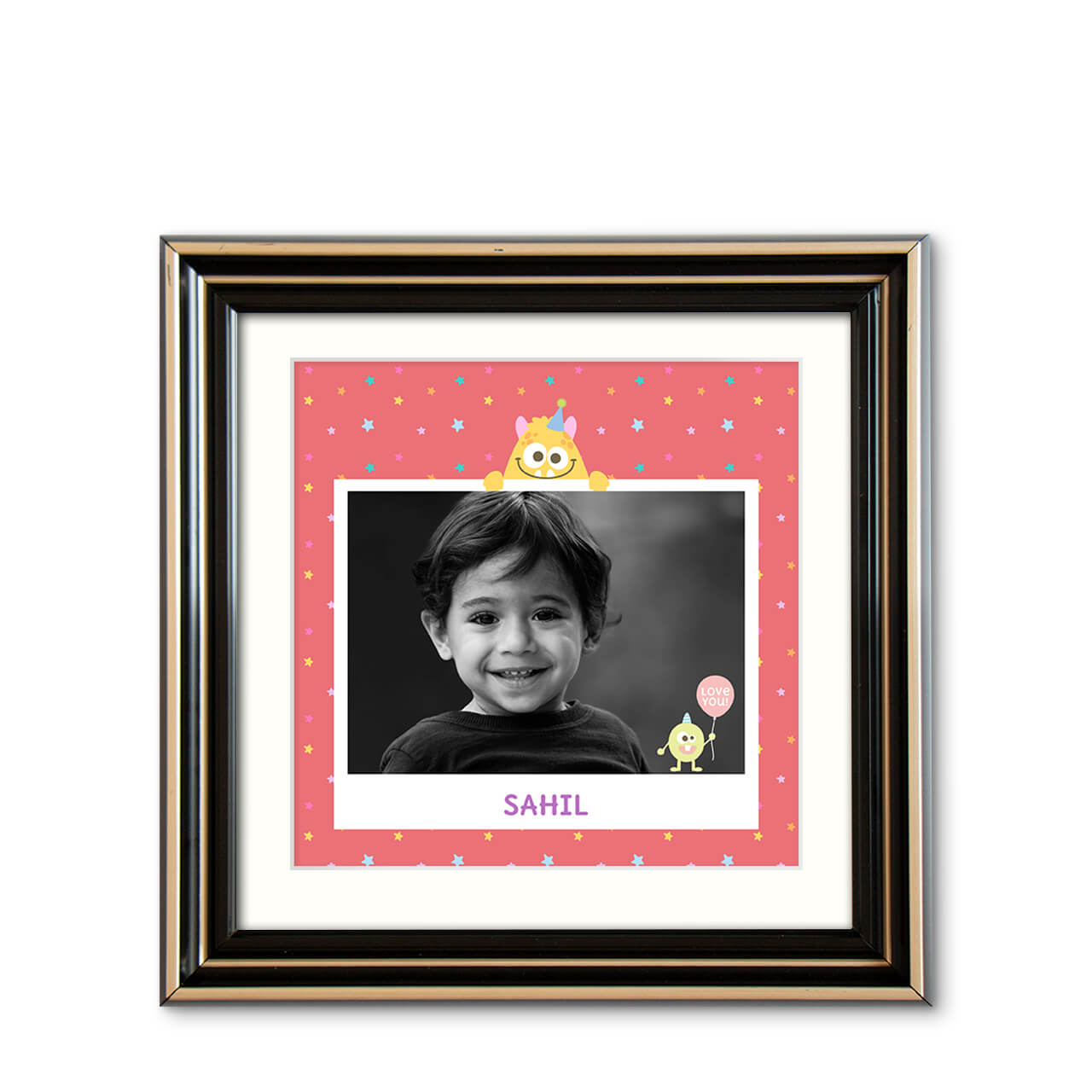 Monster Party - Modern Wood Frame with Photo Monster Party - Modern Wood Frame with Photo