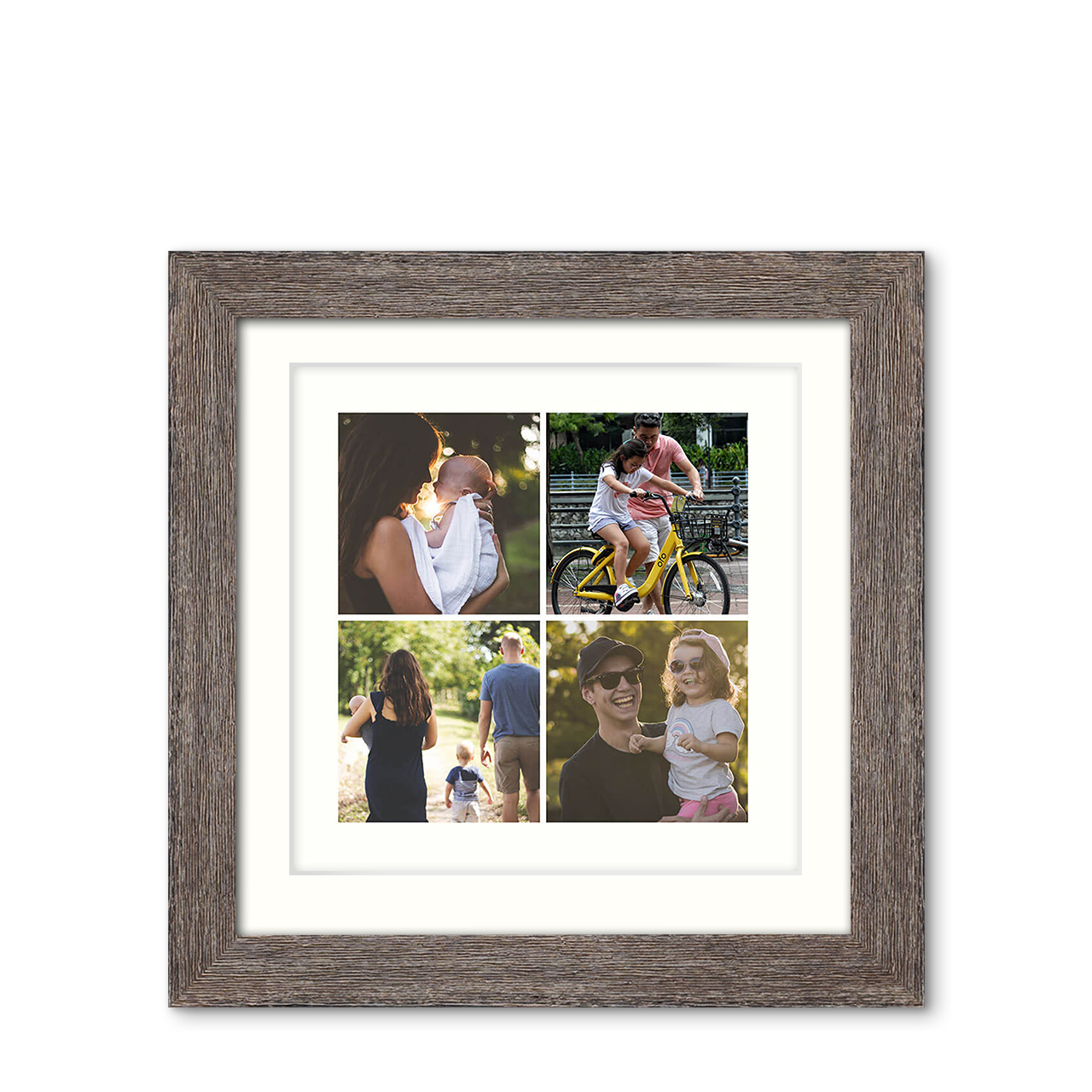 4-Photo Grid - Natural Grooves Frame with Photo 4-Photo Grid - Natural Grooves Frame with Photo